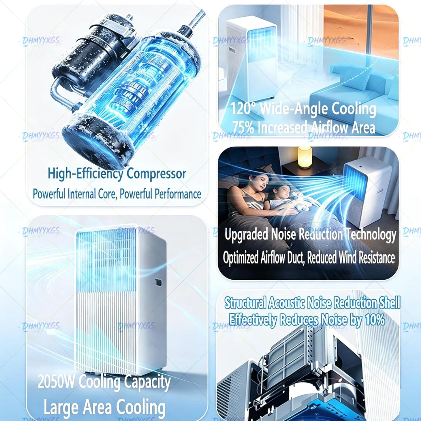 Climatizzatore Portatile Senza Unità Esterna,Tre Modalità Lavoro 7000BTU | Kit Tenuta Finestra, Leggero Compatto Ideale Appartamenti E Piccoli Uffici