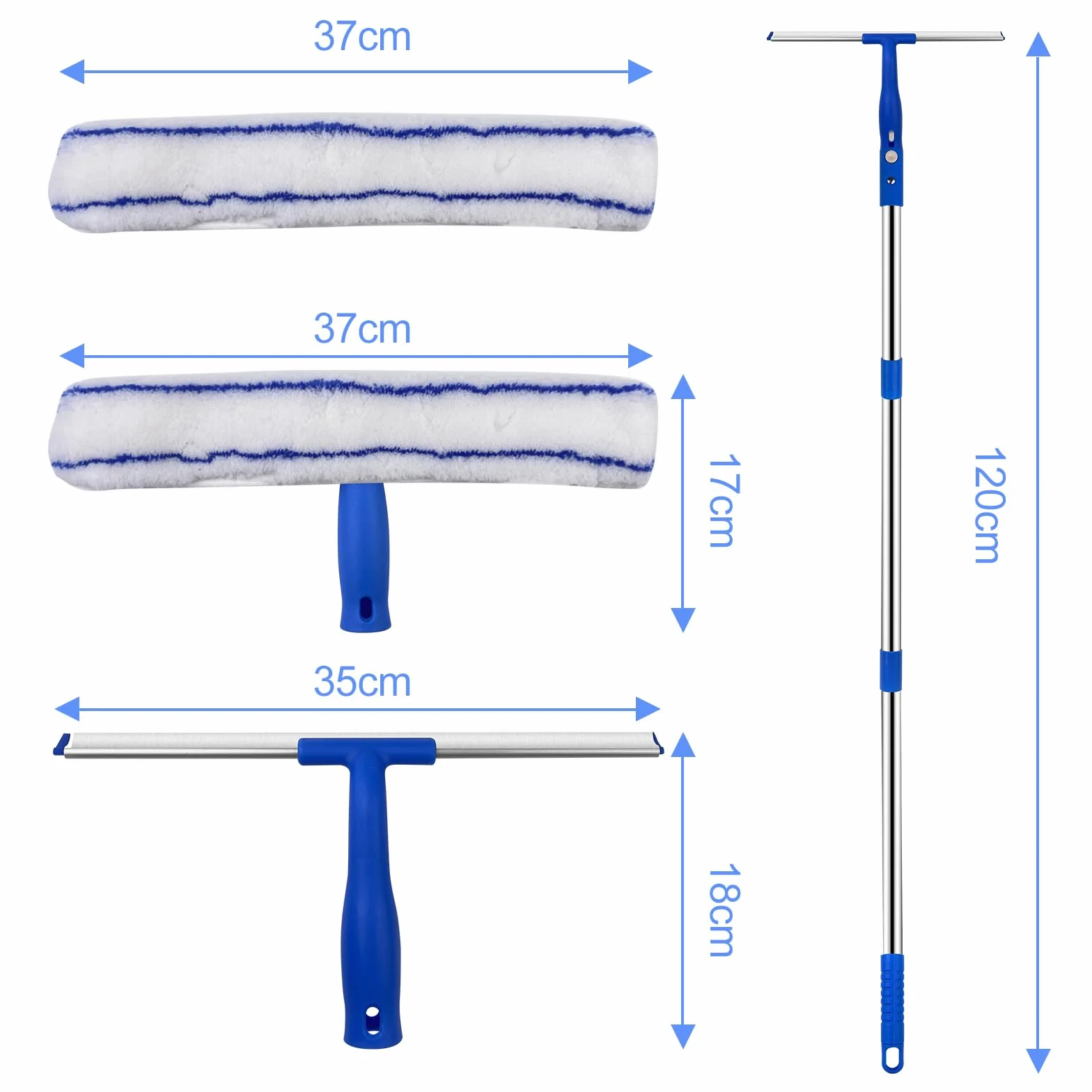 Tergivetro Telescopico 120cm Spazzola Lavavetro con Prolunga Set Micro Lavavetri Flessibili