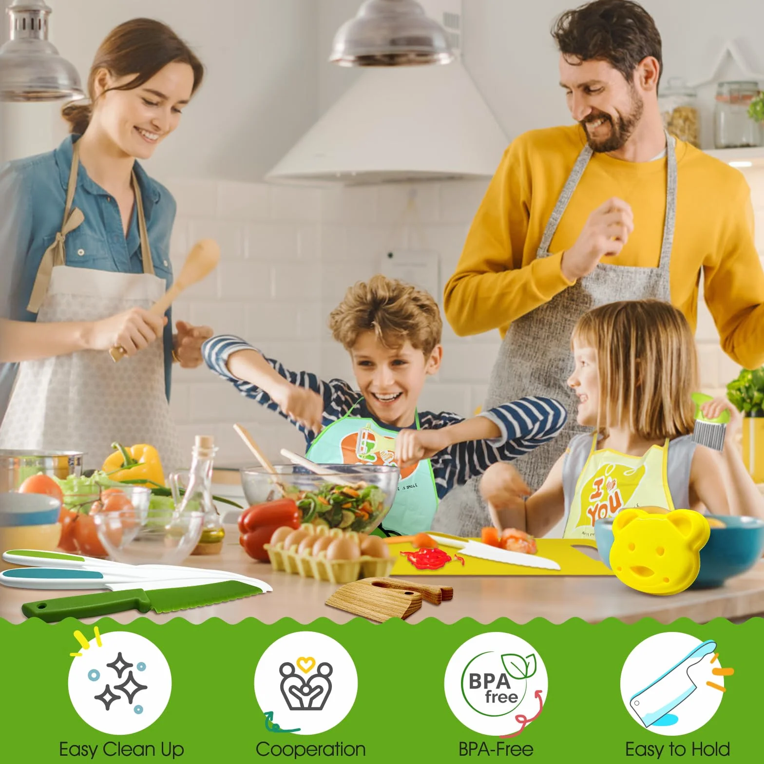 Coltelli da Cucina per Bambini, Purphy Set di 17 Coltelli per Bambini, Coltelli Bambini per Tagliare con Coltello Bambini Coltello in Legno, Tagliere Pelapatate, ecc.per Tagliare Frutta o Verdura