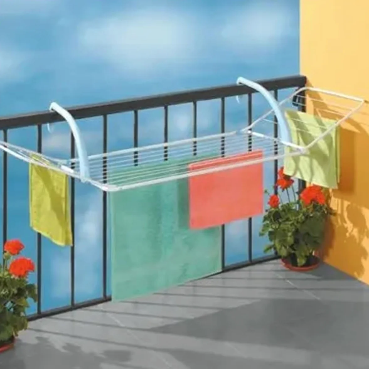 Gimi Brezza 100 Stendibiancheria da Balcone 10 m Acciaio Resina Bianco 110x56x28 cm