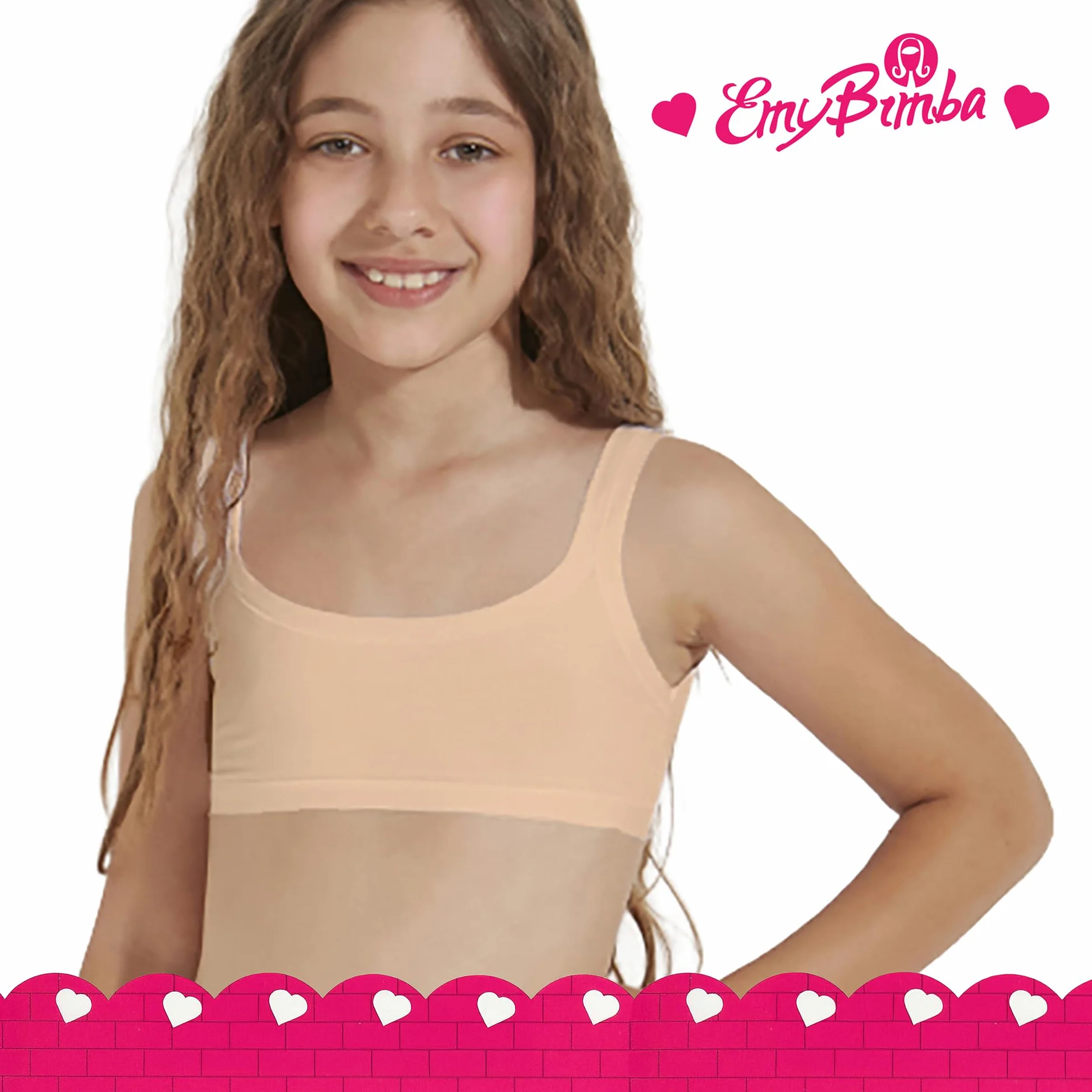 EMY Top Brassiere Bambina Cotone Elasticizzato 4-12 Anni Reggiseno Morbido Naturale Non Sintetico 3 Colori