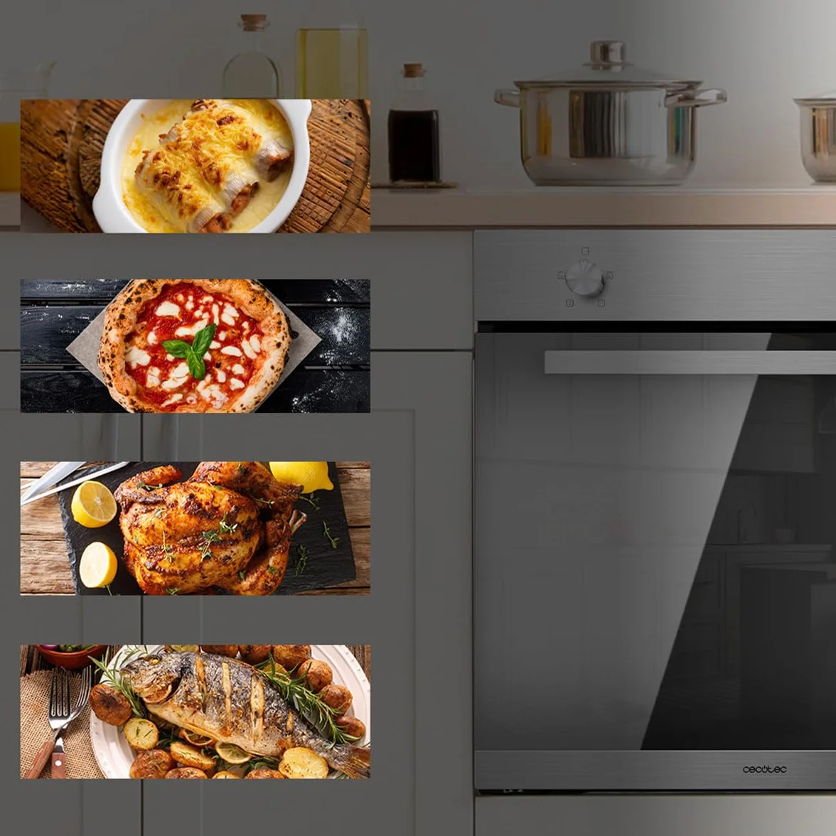 Cecotec Bolero Forno Incorporato Hexa C126000 Line+ A 2800W 77L 4 Funzioni Pulizia Vapore Porta Tripla Vetro