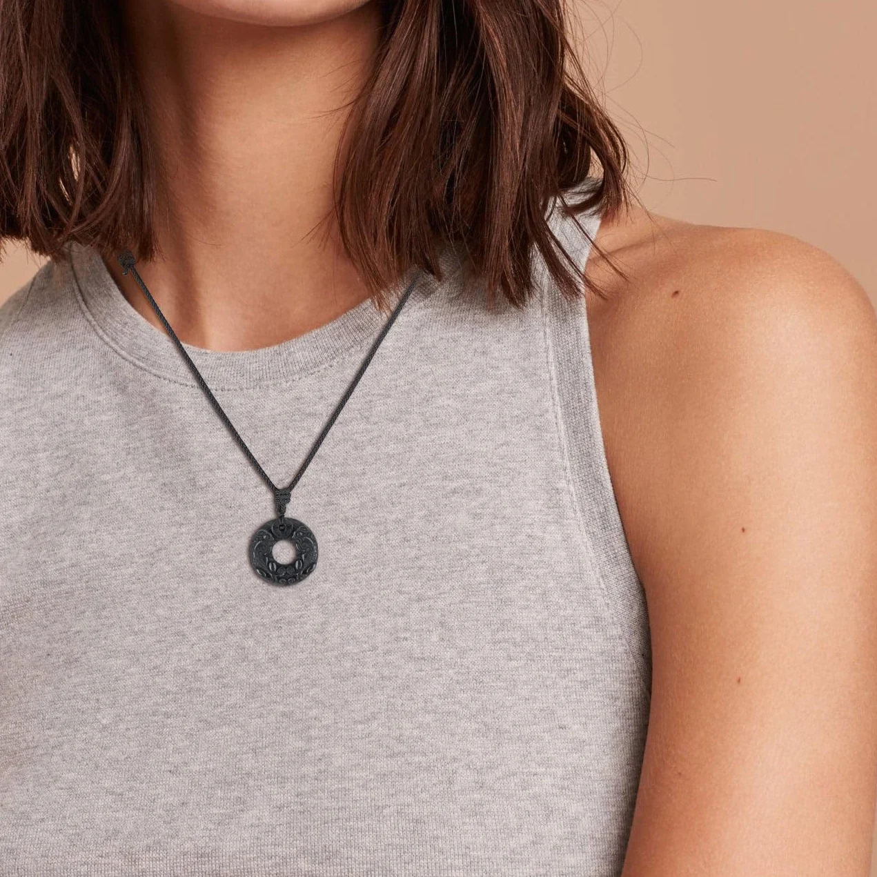 Pendente Pixiu Intarsiato in Pietre Naturali Benefiche, Collana Unisex Laccio Regolabile