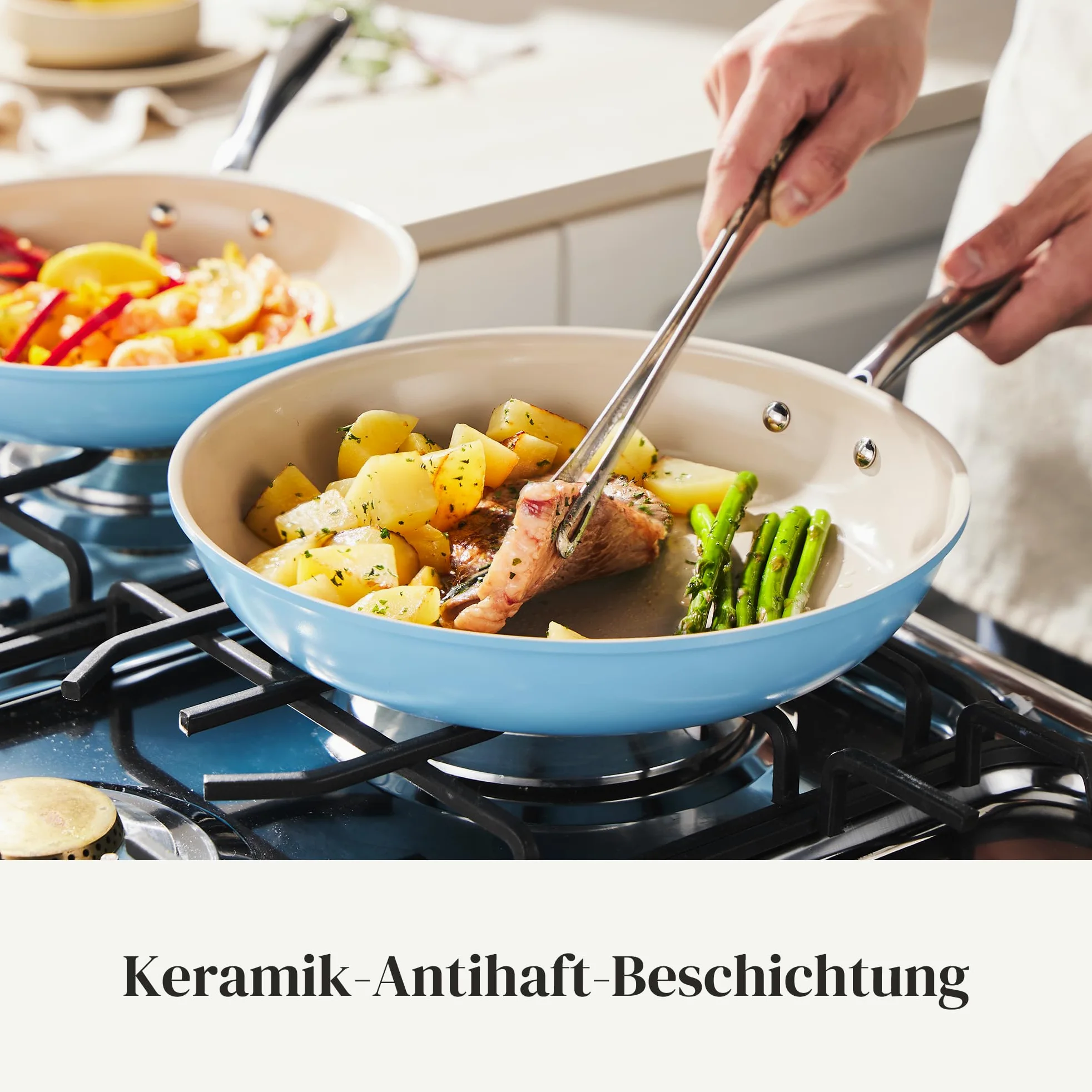 Redchef Set di pentole in ceramica, a induzione, 6 pezzi, rivestimento antiaderente, 20/24/28 cm, per tutte le fonti di calore, senza PTFE, senza PFAS, senza PFOA, adatto per induzione, utilizzabile