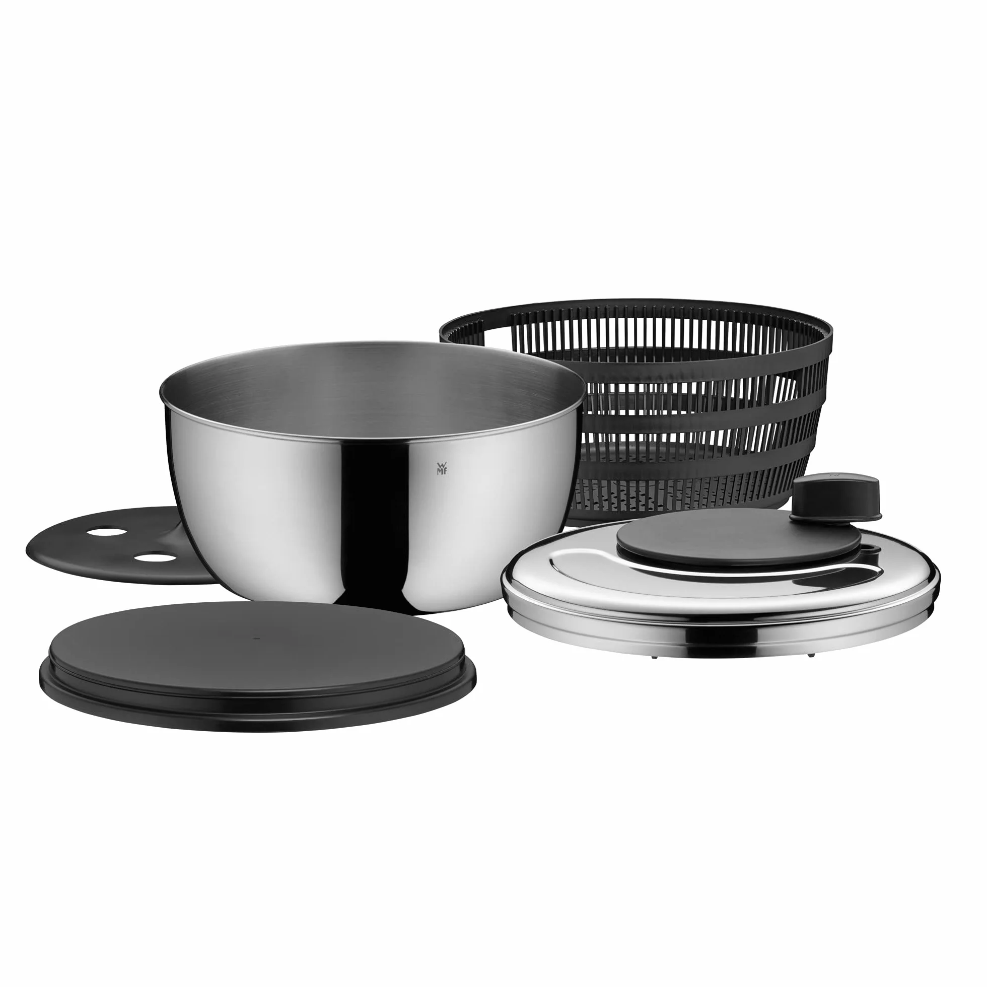 WMF Gourmet Centrifuga per Insalata, Acciaio Inox, plastica, Coperchio salvafreschezza
