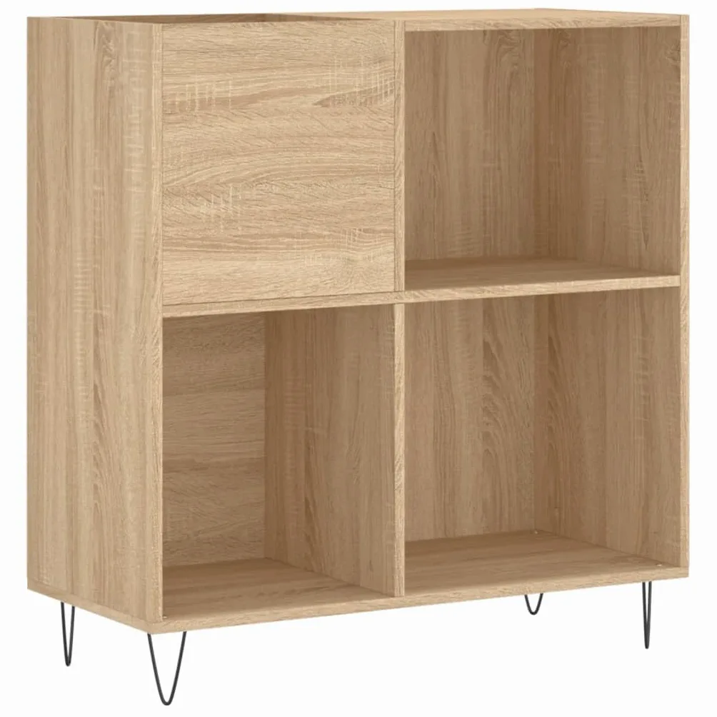 ARKEM Mobile Porta Dischi Rovere Sonoma 84,5x38x89, Supporto per Giradischi in Legno Multistrato con Spazio di Archiviazione