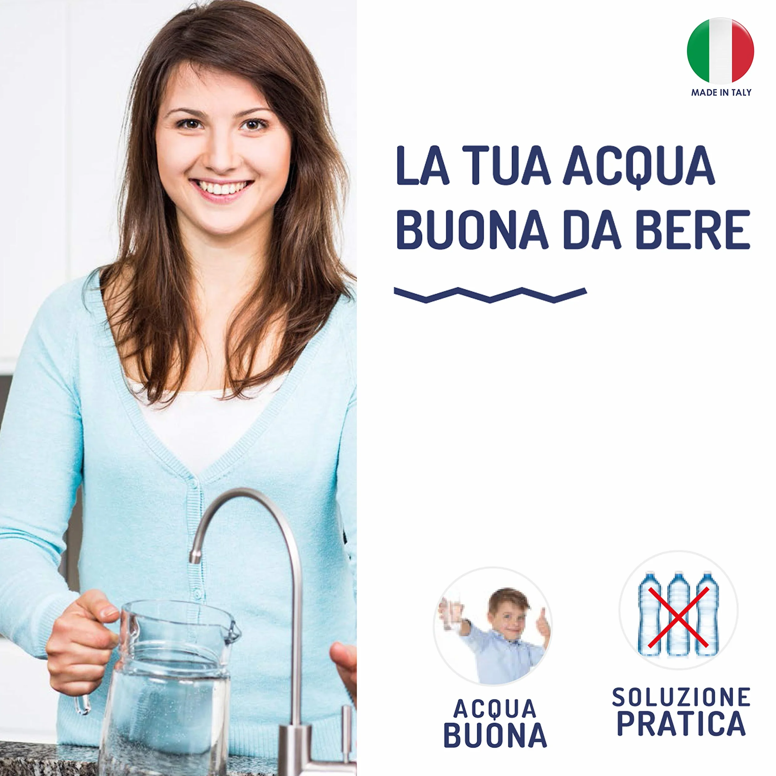 AQUASAN Cartucce Filtro Ricambio Aquacompact Aquagaia Filtro Rubinetto Filtraggio Acqua Depuratore Microfiltrazione Acqua Potabile Sistema Filtrante Multi Stadio