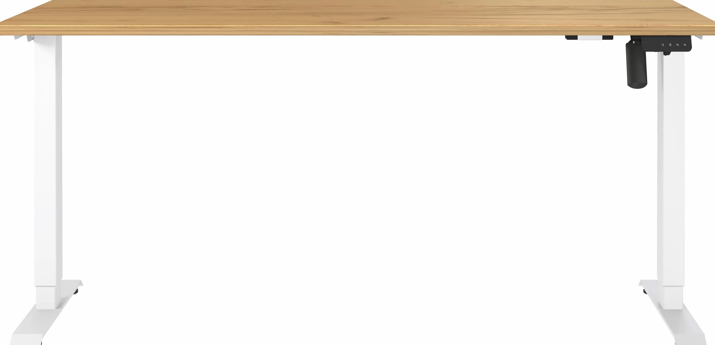 Germania Scrivania 8024-242, in rovere Navarra repro/bianco, regolabile elettricamente in altezza, 160 x 119 x 80 cm (LxAxP)