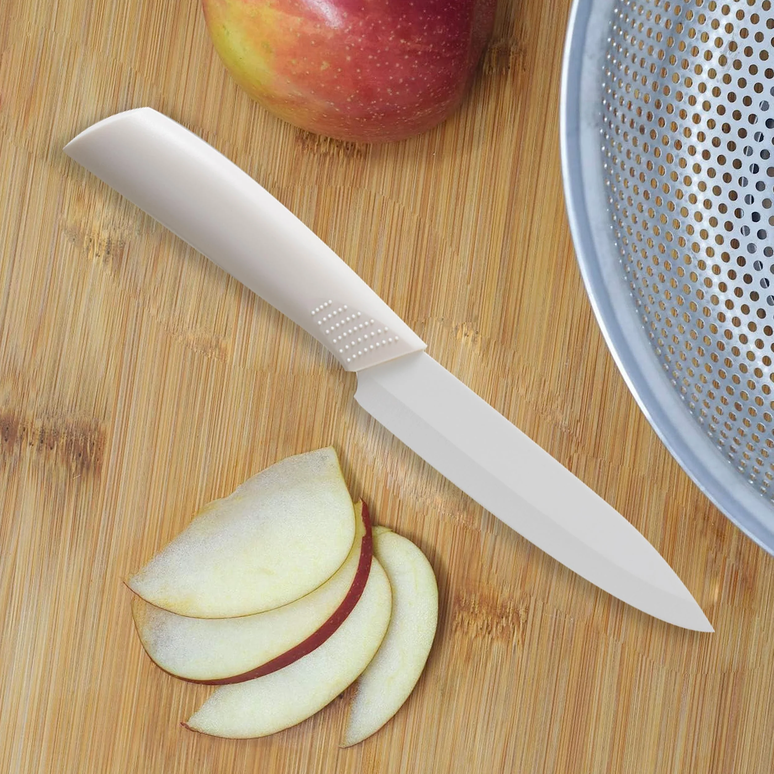 IPEA Coltello in Ceramica Lama 12,7 cm Chef da Cucina Multiuso Affilato con Coprilama Impugnatura Antiscivolo