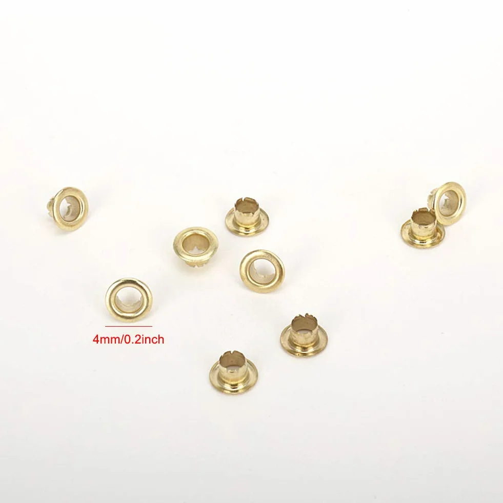 Occhielli Dorati da 4 Mm, 250 Set Occhielli in Metallo Carta di Carta Singolo Foro Occhiello Occhiello Rotondo per Scarpe Vestiti Artigianato Scrapbooking Documento Cartaceo