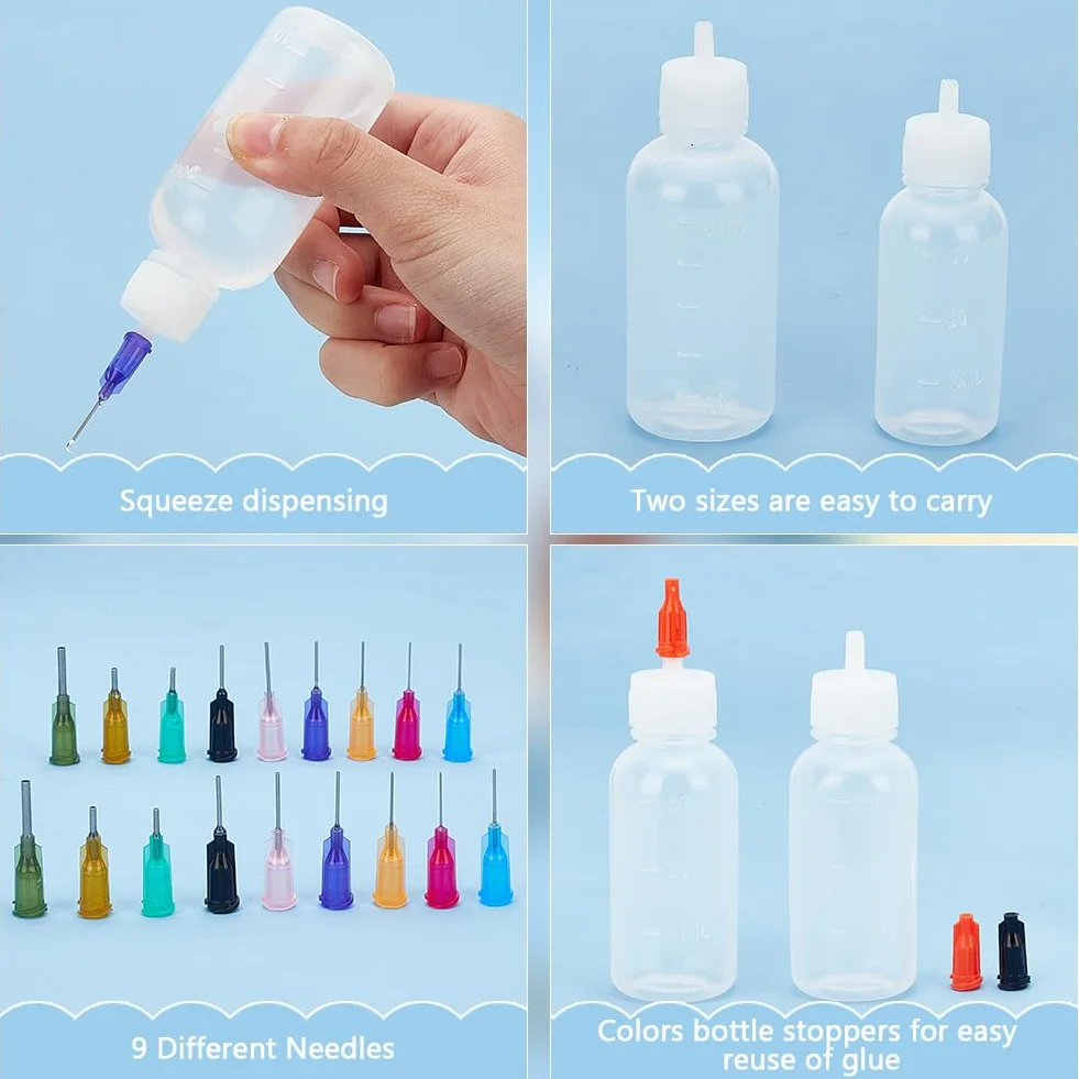 BENECREAT 8 Pack 30ml/50ml Punta di Ago Bottiglia di Colla di Precisione Con 18PCS Applicatore Multiuso di Olio 4 Pack/Tamaño
