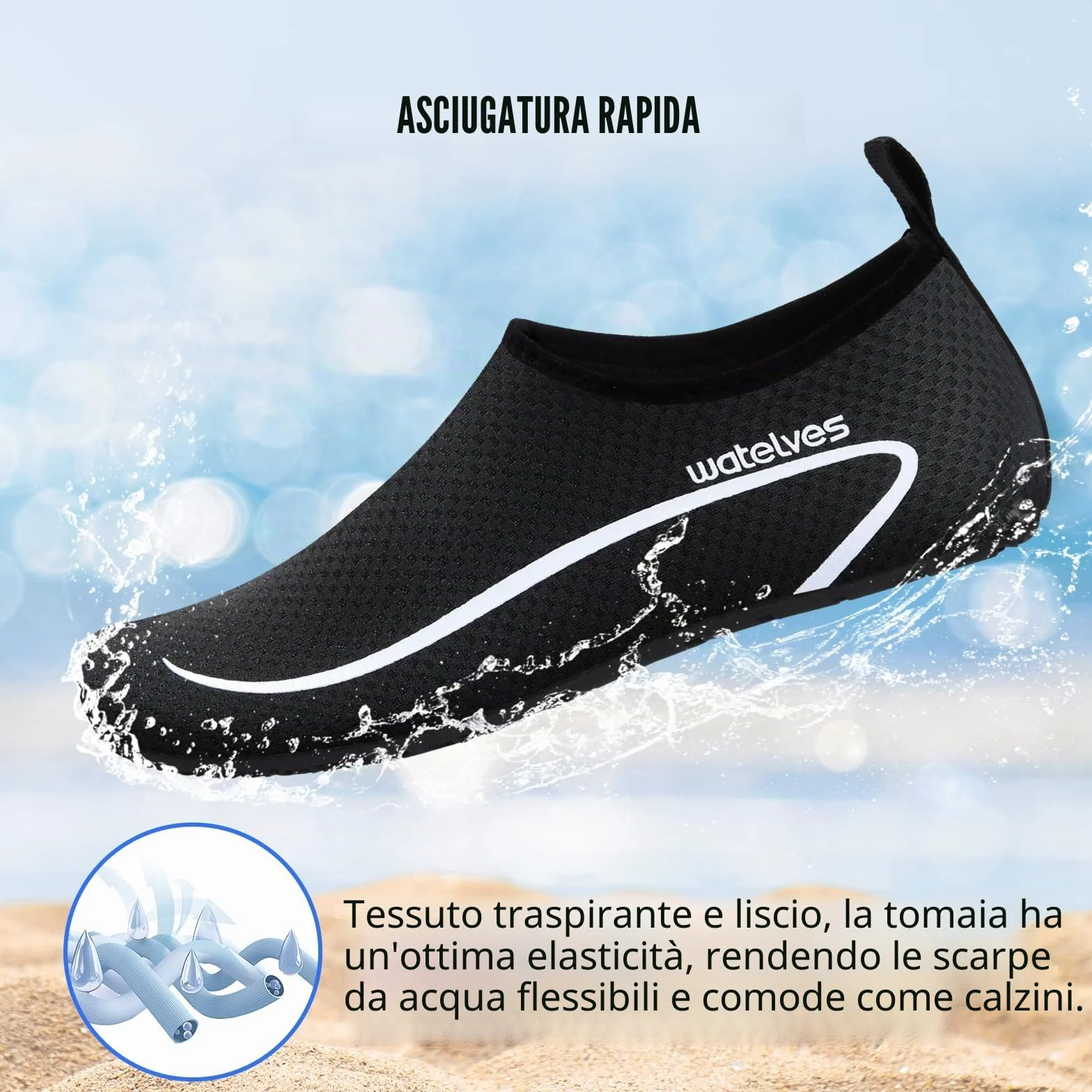 WateLves Scarpe da Scoglio Asciugatura Rapida Antiscivolo Spiaggia Snorkeling Unisex