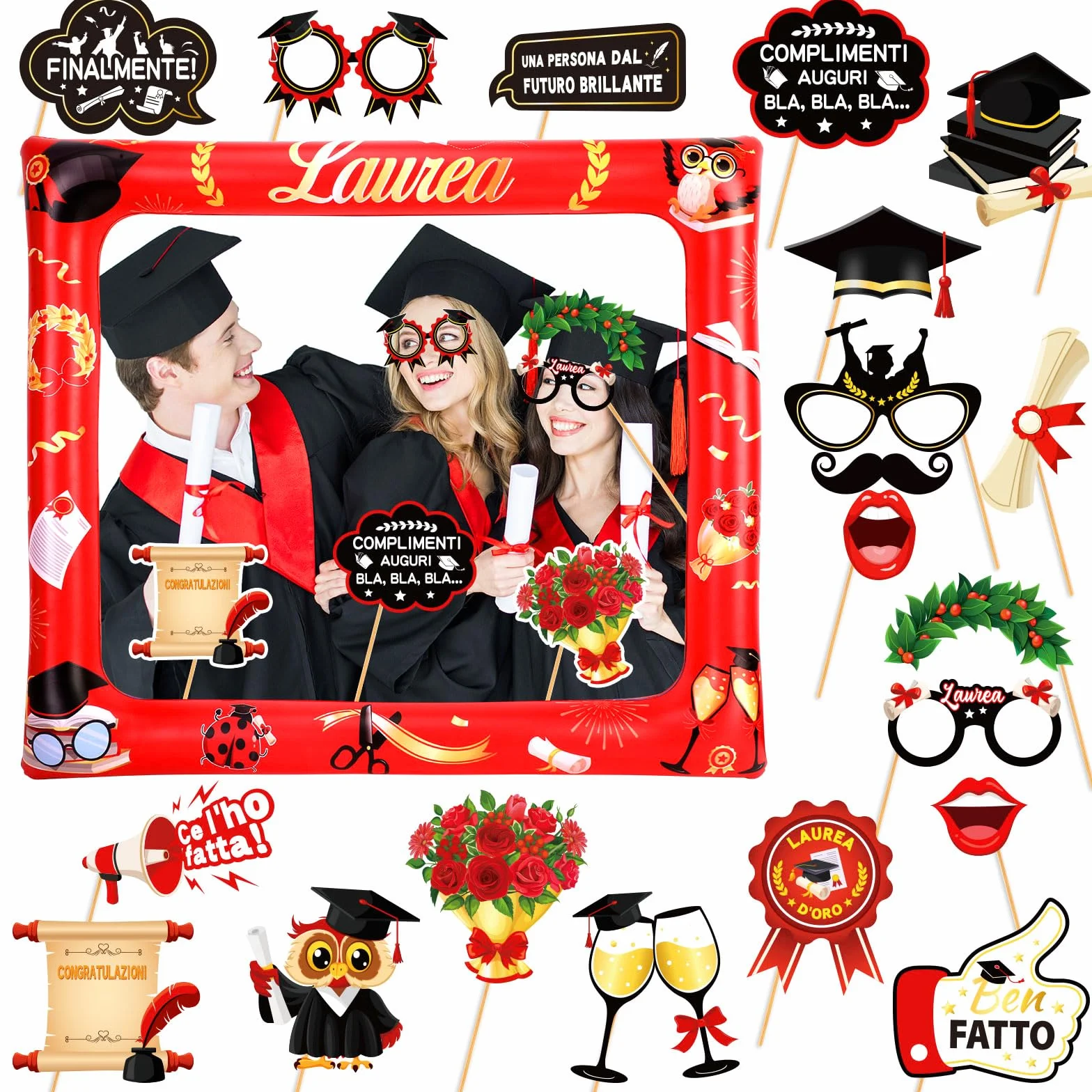 HOWAF 20pz Photo Booth Laurea Gadget Cornice per Selfie Foto Props Regalo Decorazioni