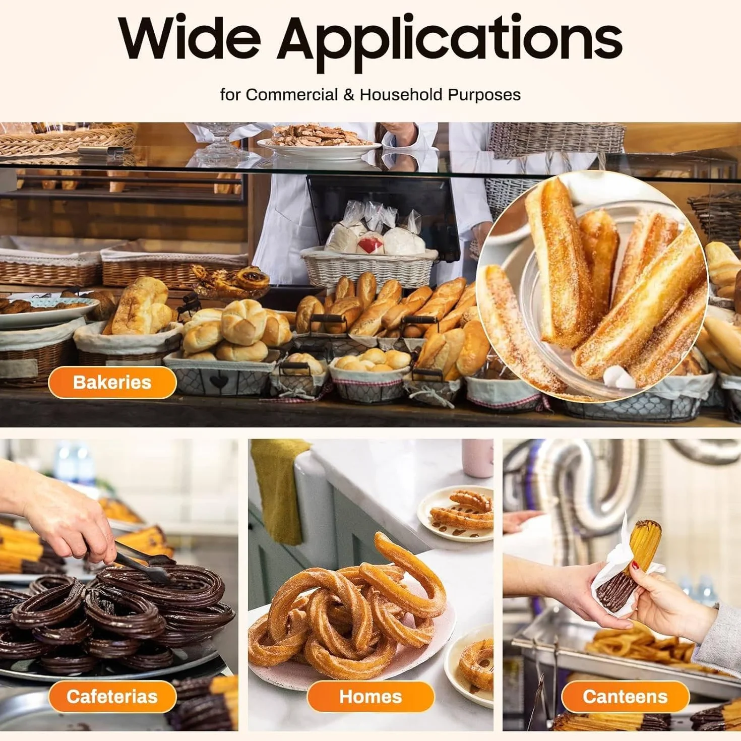 Macchina per Churro Commerciale Manuale per Ciambelle 3L con 5 Stampi, Macchina per Churrera Spagnola Verticale, Macchina per Riempire Churros Attrezzatura per Snack