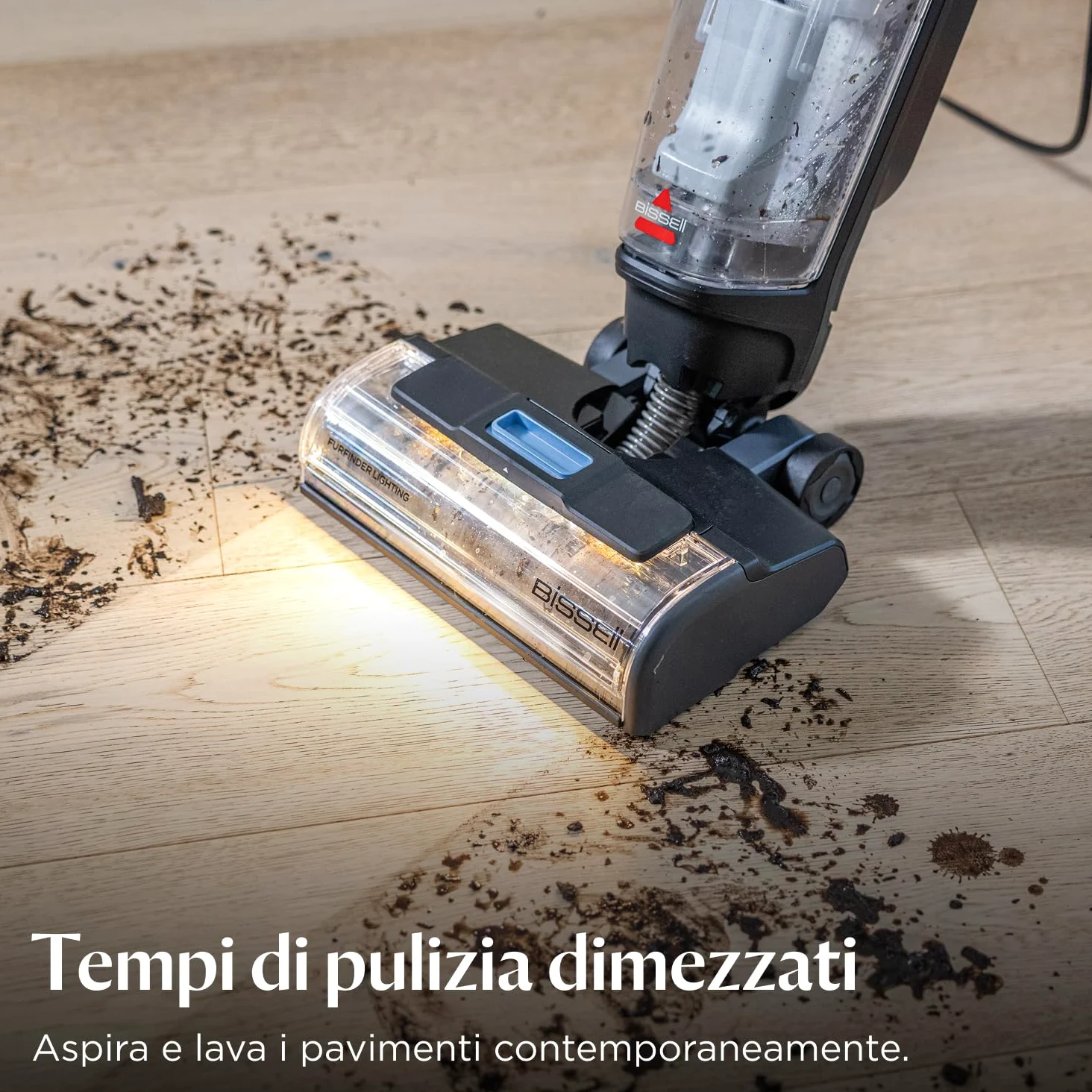 BISSELL CrossWave EdgeFind, aspirapolvere e lavapavimenti, potente sistema di pulizia per i pasticci degli animali domestici, lavapavimenti con tecnologia ZeroGap, aspirapolvere multisuperficie, 4159N