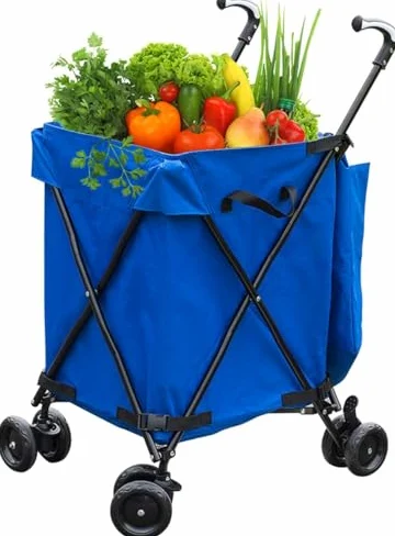 Carrello pieghevole con ruote, soluzione compatta per riporre casse, libri, articoli da giardino, ideale per università, attività all'aperto, shopping e viaggi