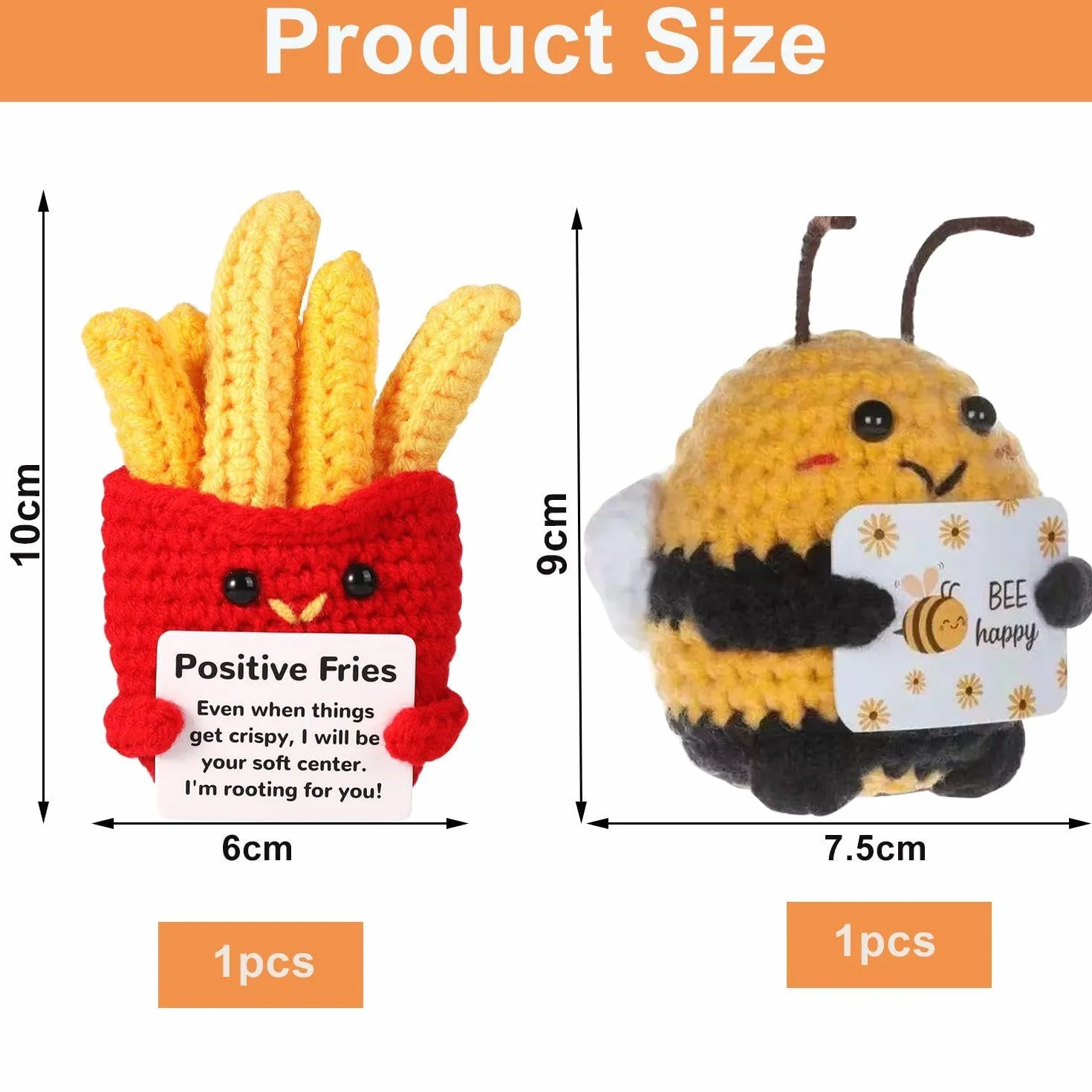 2 Bambole Tessute, Forma di Patatine Fritte all'Uncinetto A Mano, Squisiti Ornamenti Decorativi per Desktop, Adatti per La Compagnia Emotiva Quotidiana, Regali di Natale per Gli Amici.
