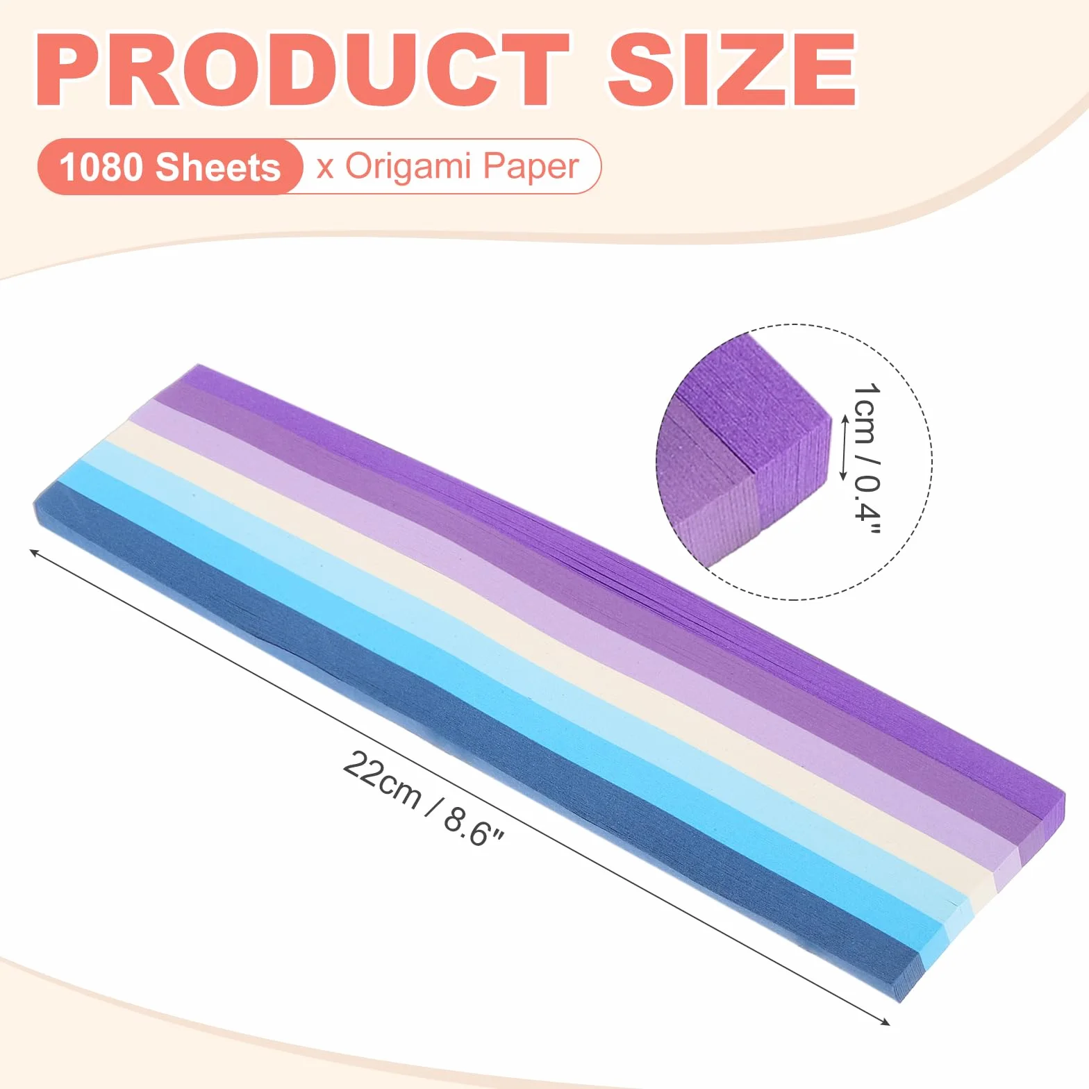 PATIKIL 1080 Fogli Carta Origami Strisce Stelle Blu-Viola 8.6x1/2 Pollice Decorazione