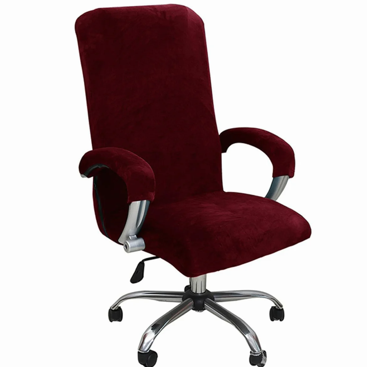 Set di coprisedia in velluto elastico, ispessito, per poltrona da ufficio, Internet, Cafe, cinema, coprisedia girevole rimovibile grigio