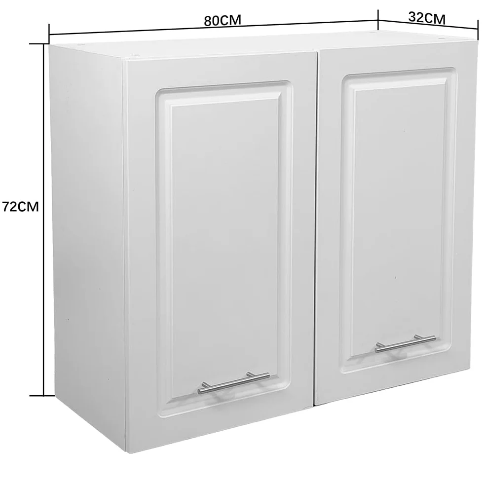 Shally Dogan Pensile da Cucina a Parete Design Boiserie, Armadio Sospeso in Legno con Doppia Anta, 1 Ripiano e 2 Scomparti, Armadietto a Muro Spazioso Resistente, 80 x 32 x 72H cm (Bianco)