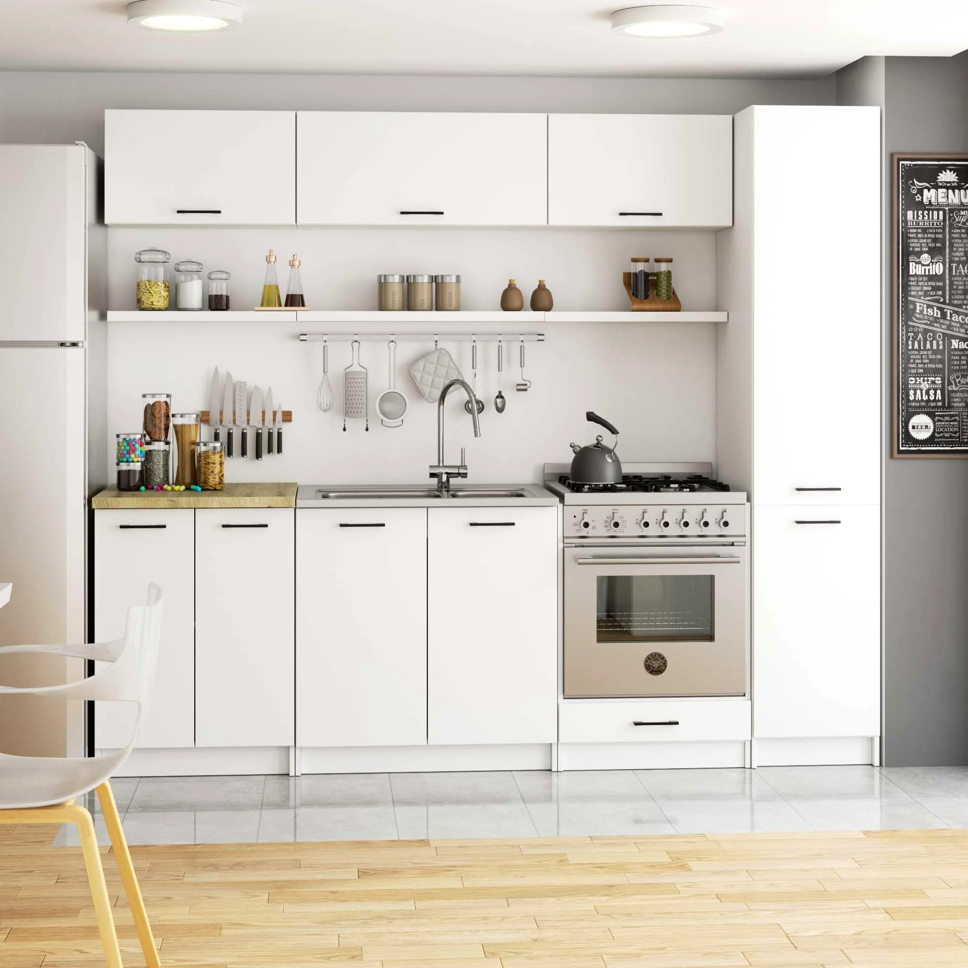 BDW - Colonna da Cucina - Armadio Largo 40 cm, Alto 205 cm, Profondo 57 cm - Spazioso per Provviste - Bianco
