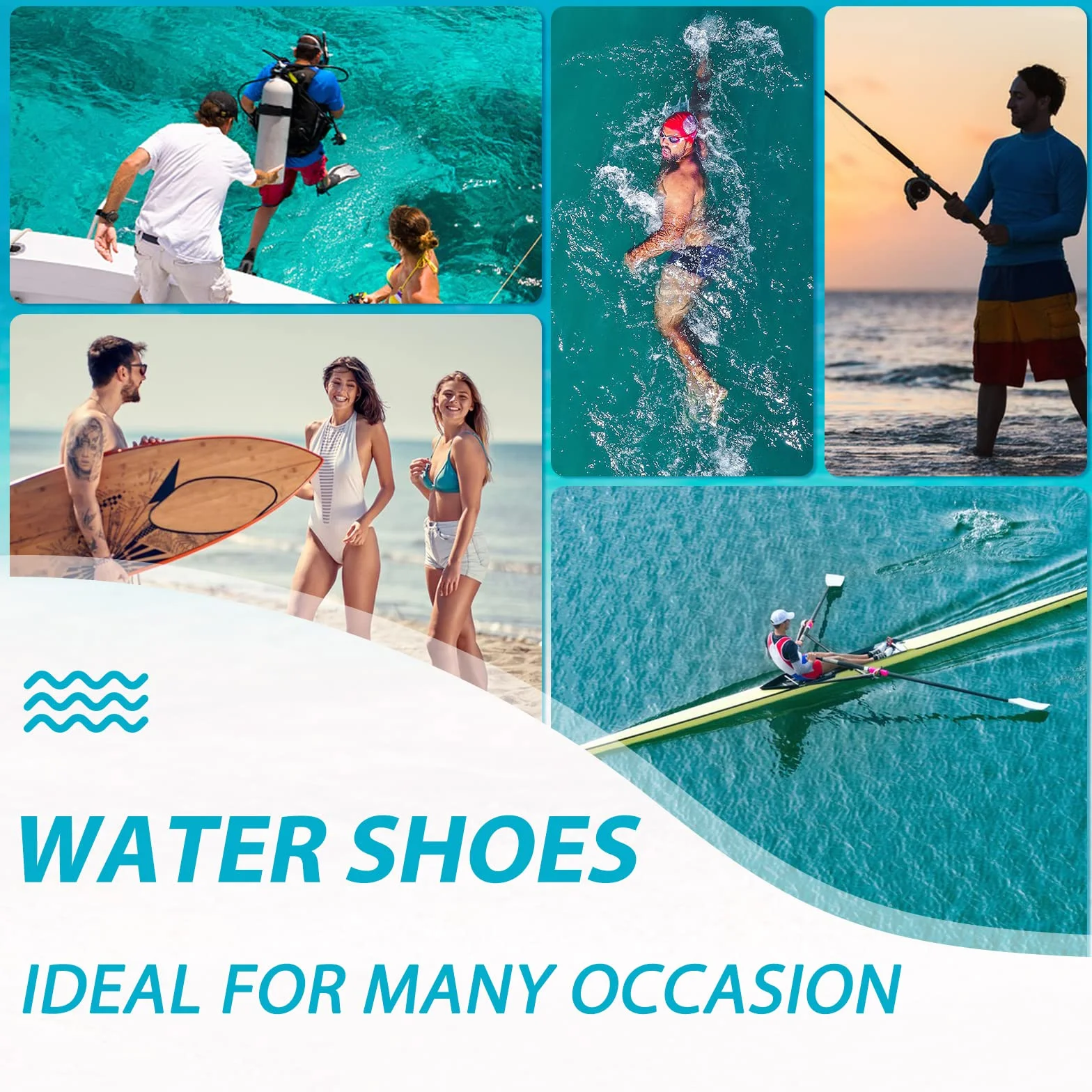 Scarpe da Acqua Unisex Uomo Donna Spiaggia Immersione Surf a Piedi Nudi Quick Dry Leggero Sport Diving Piscina