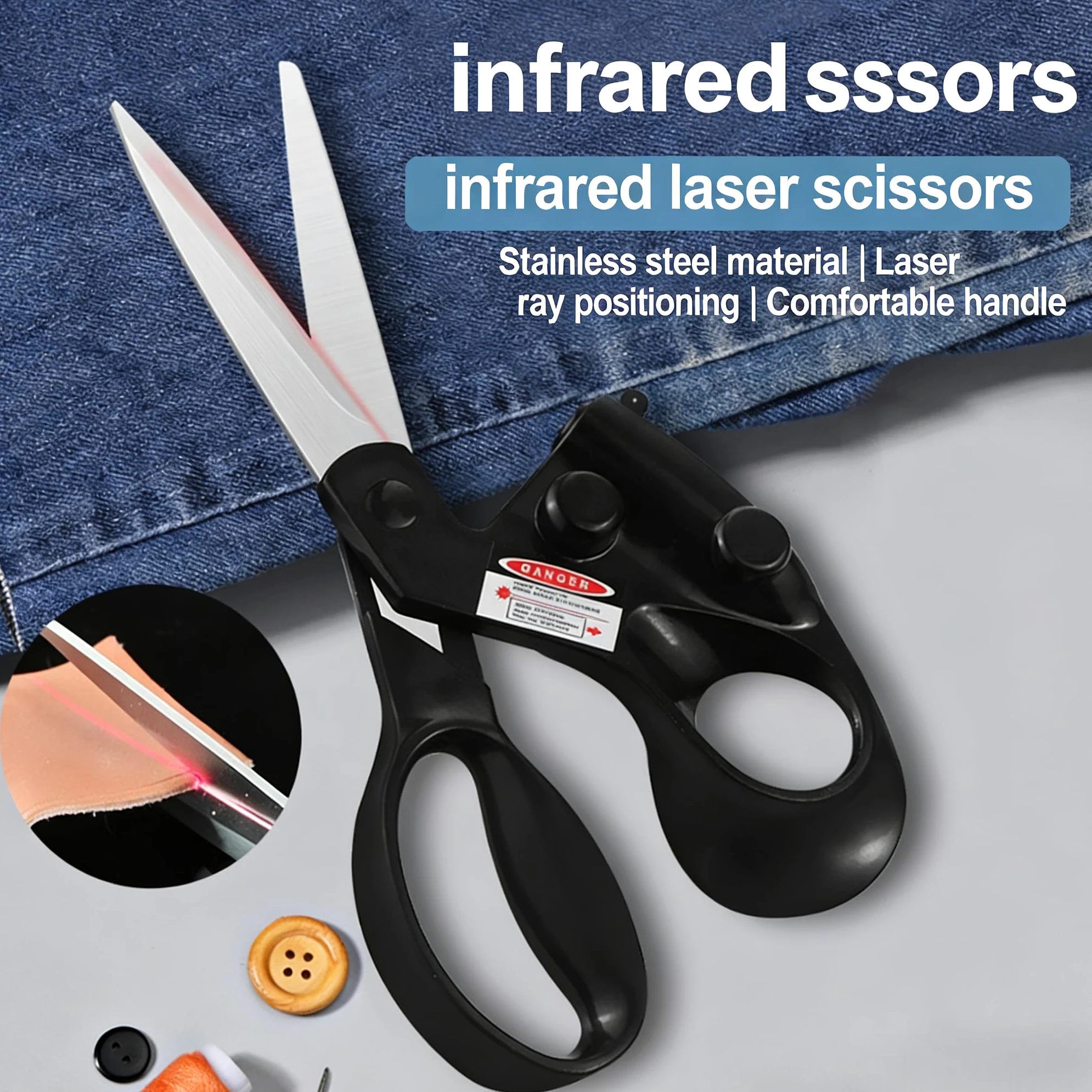 Forbici professionali guidate al laser per il taglio del tessuto, taglio dritto veloce con guida laser di precisione, forbici da cucire per trapuntare, artigianato, regalo con impugnatura ergonomica