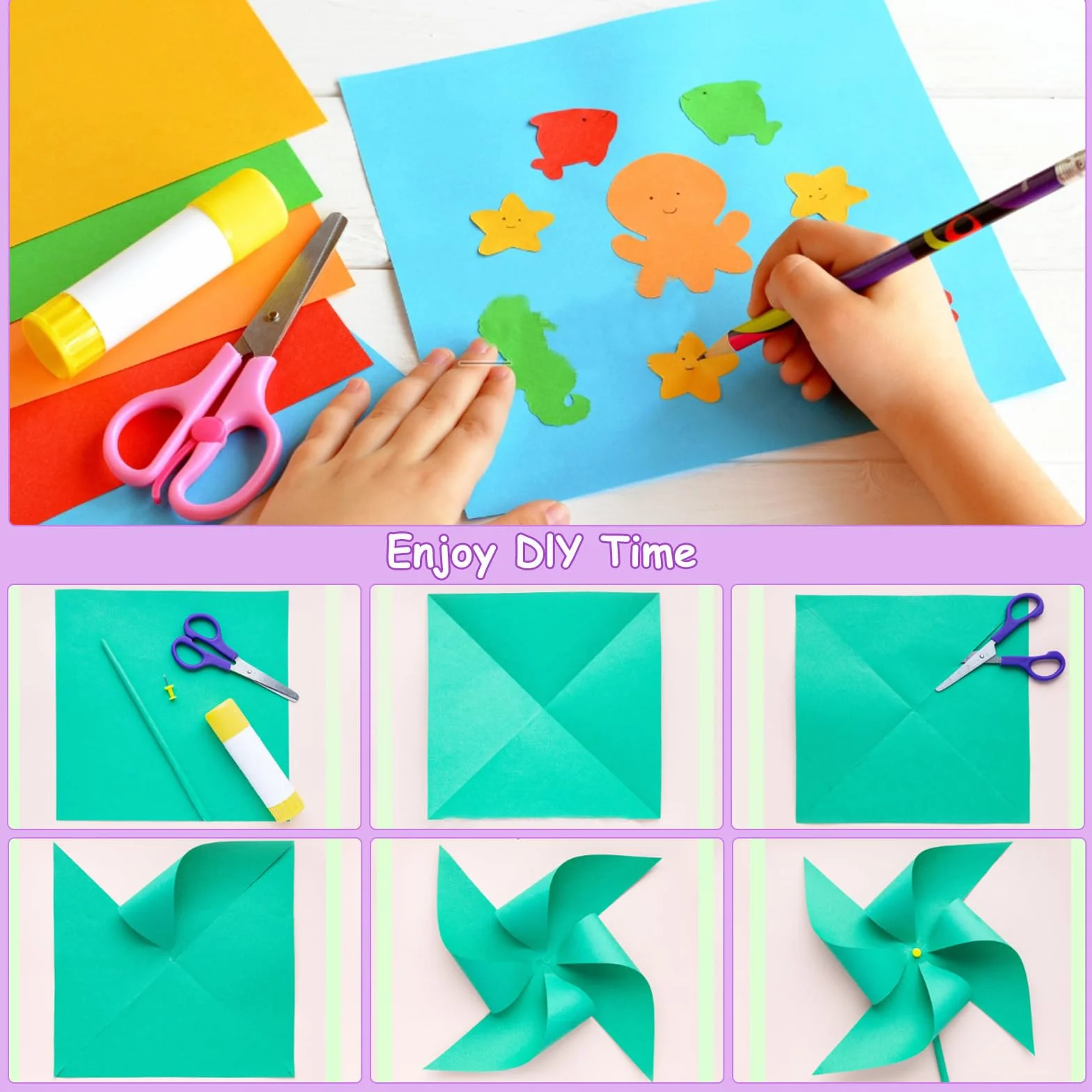 Carta Origami 300 Fogli 20x20 cm 15x15 cm 10x10 cm 70gsm Double Face per Bricolage Artigianato
