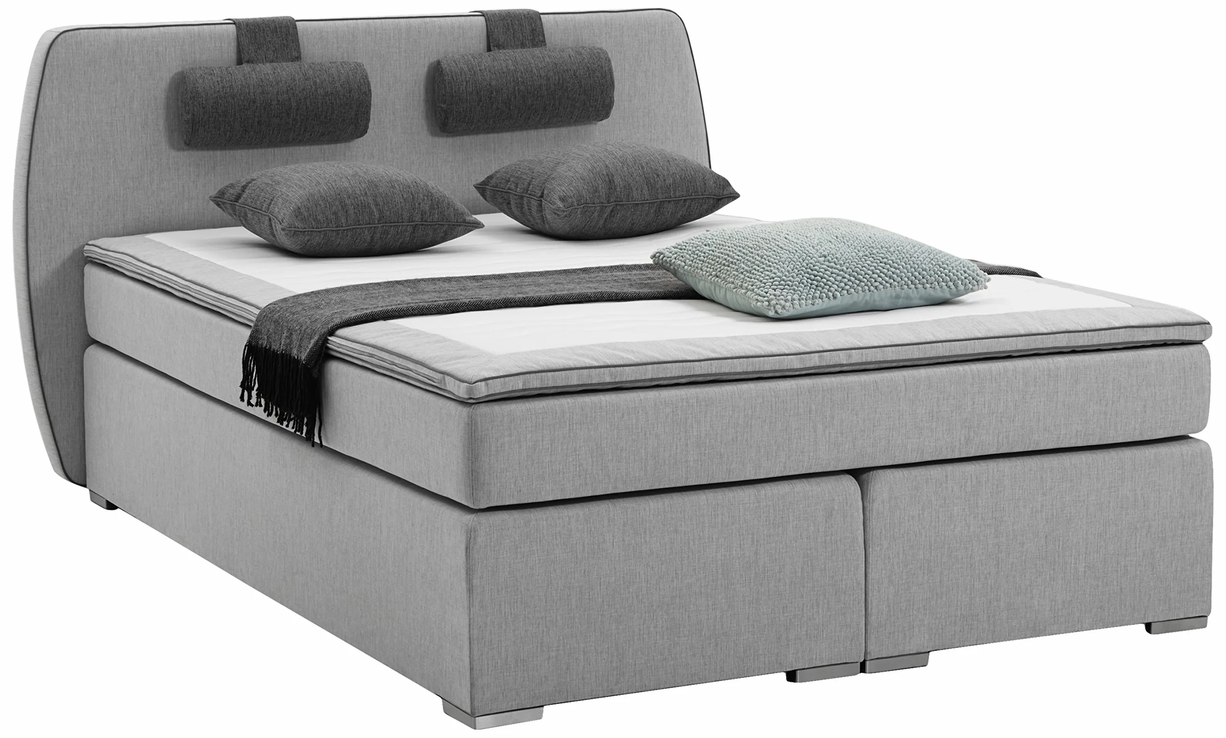 Atlantic Home Collection Letto con Contenitore, durezza Materasso H2, con coprimaterasso, con poggiatesta, Colore Grigio Chiaro, Grigio, 140 x 200 cm