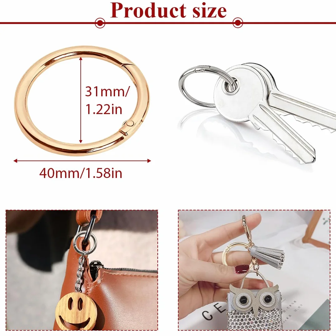 Moschettone a Molla Rotonda 40mm Argento&Oro Accessori per Borse Uncinetto Zaini