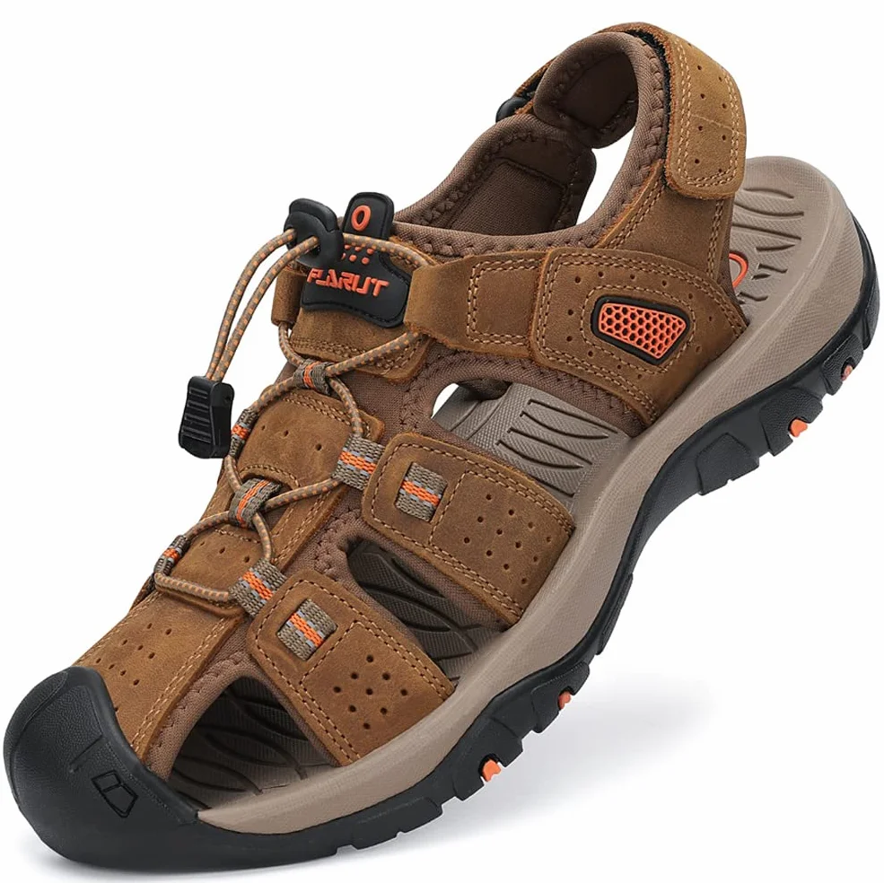 FLARUT Sandali Estivi Uomo Pelle Traspirante Antiscivolo Sportivi Trekking