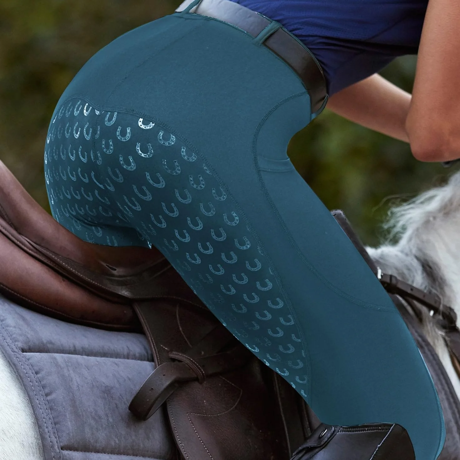 Leggings da Equitazione da Donna in Silicone con Tasca per Cellulare e Passanti per Cintura