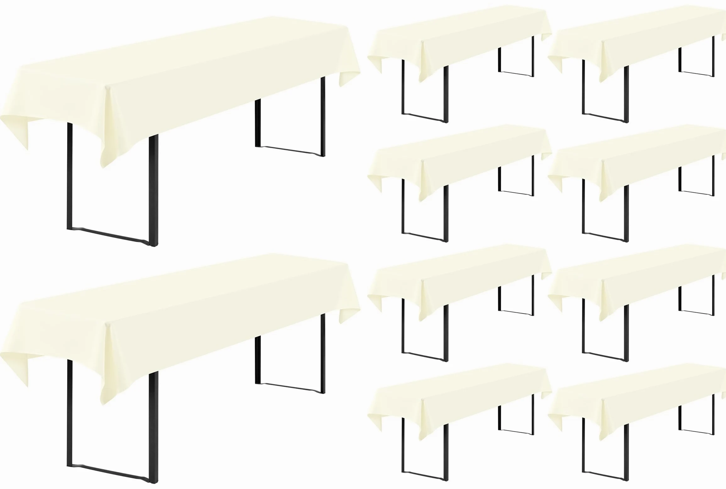 Showgeous Tovaglie da Birra Universali da 10 Pezzi per Tavolo da Birra da 50 cm e 70 cm, Tovaglie Rettangolari Lavabili 100x250 cm (Avorio)
