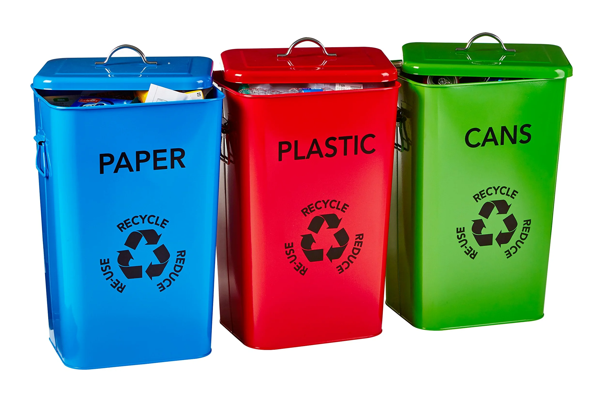 Premier Housewares - Cestini in plastica, Carta e lattine con Logo, Multicolore, Set da 3