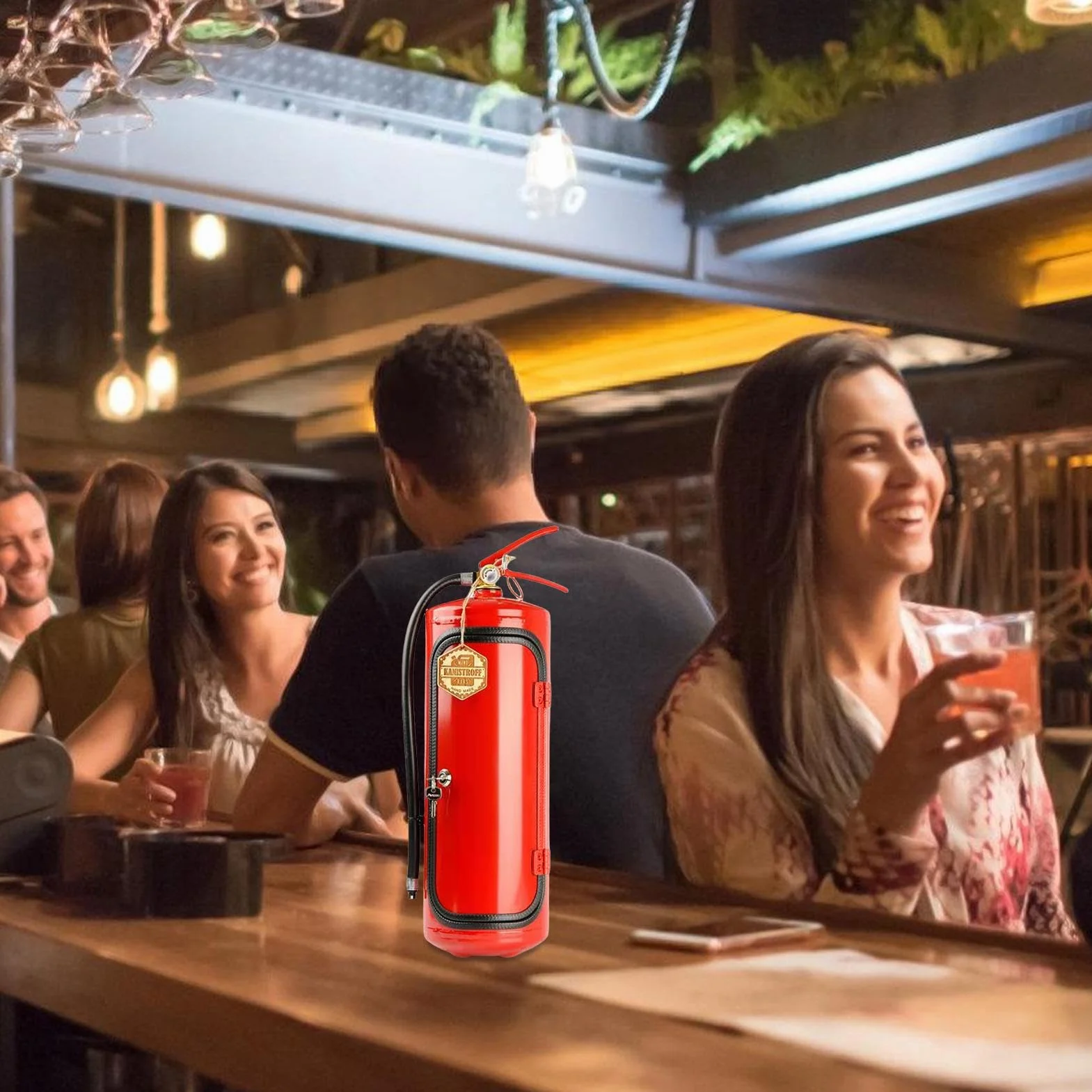 Estintore, bar mobile, metallo, per gli amanti del whisky e dei pompieri, scatole di immagazzinaggio per vino Liquore, armadio da vino, decorazione per ufficio
