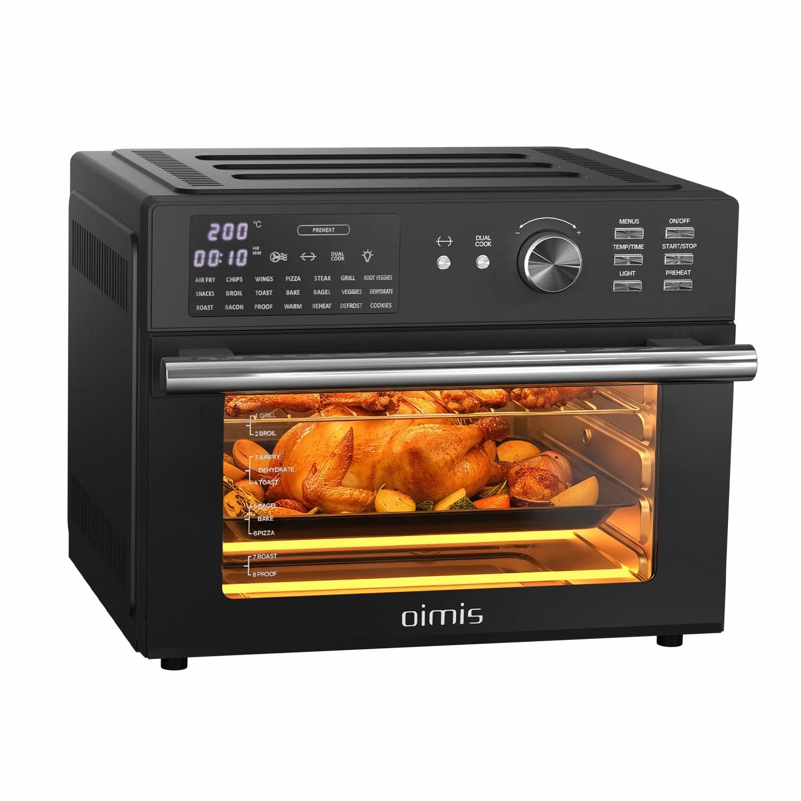 Friggitrice ad aria calda XXL 1800W, forno elettrico 21 in 1 con timer, Dual Cook