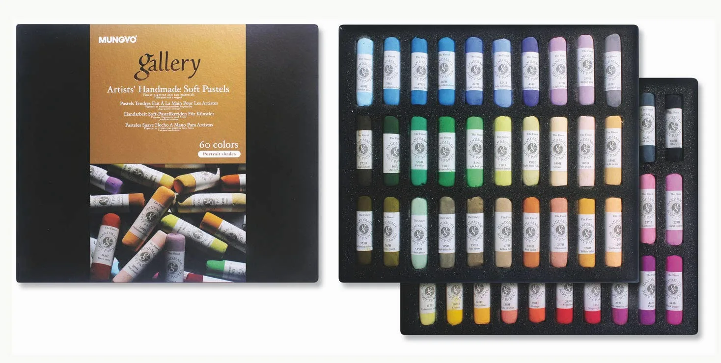 Mungyo MPHM-60P - Gallery Artists' Handmade Soft Pastels Portrait Shades, confezione da 60 pastelli di qualità artistica arrotolati a mano, consistenza morbida
