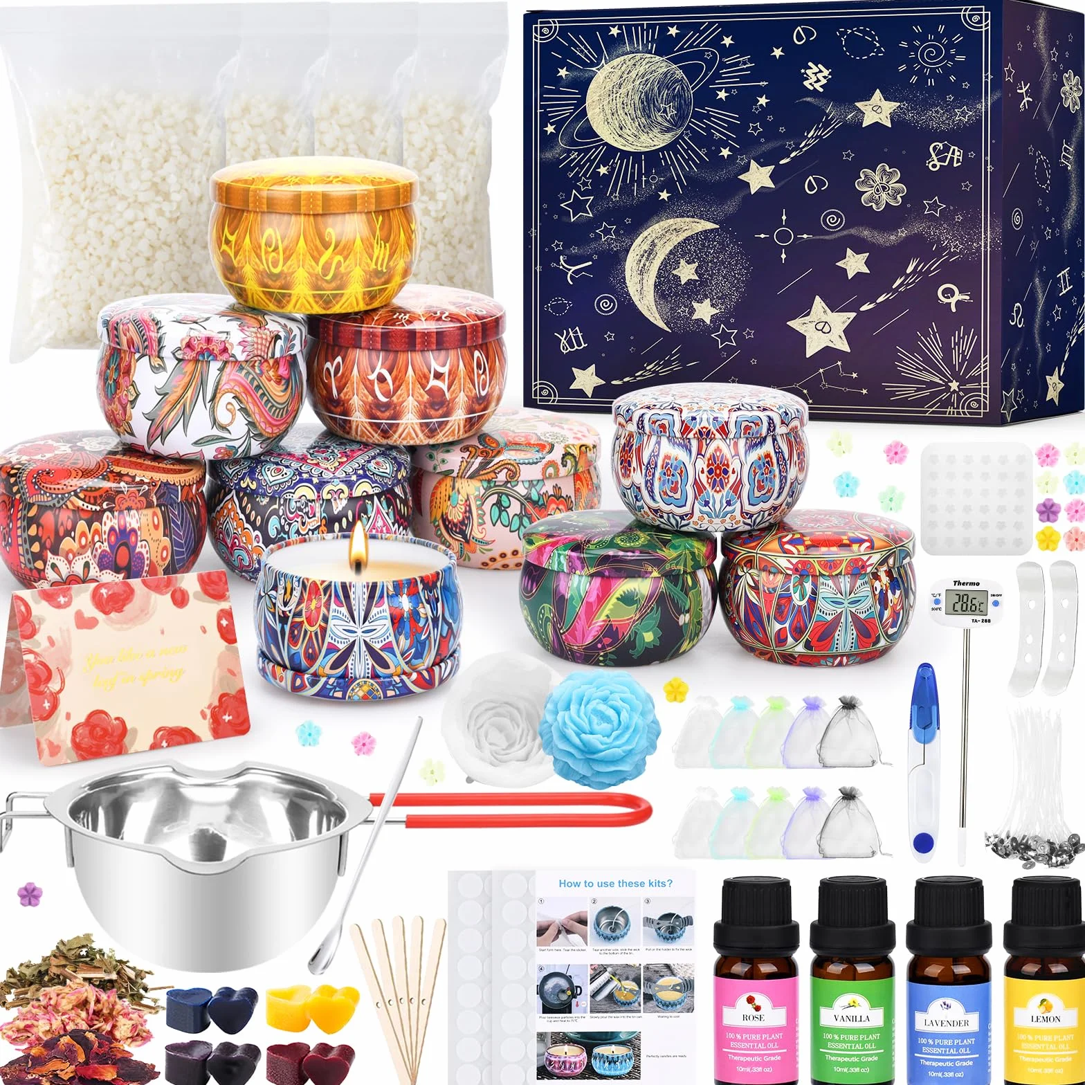 IGUGI Set di candele fai da te 10 barattoli con accessori