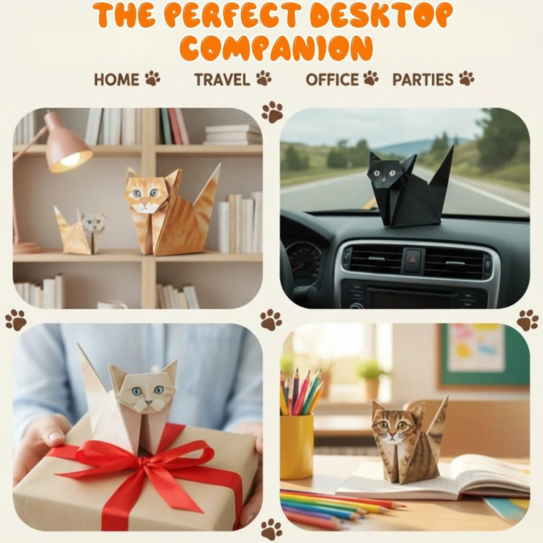 Zestaw Origami 3D Gatti Carta 50 Fogli Kit Fai da Te per Bambini e Adulti