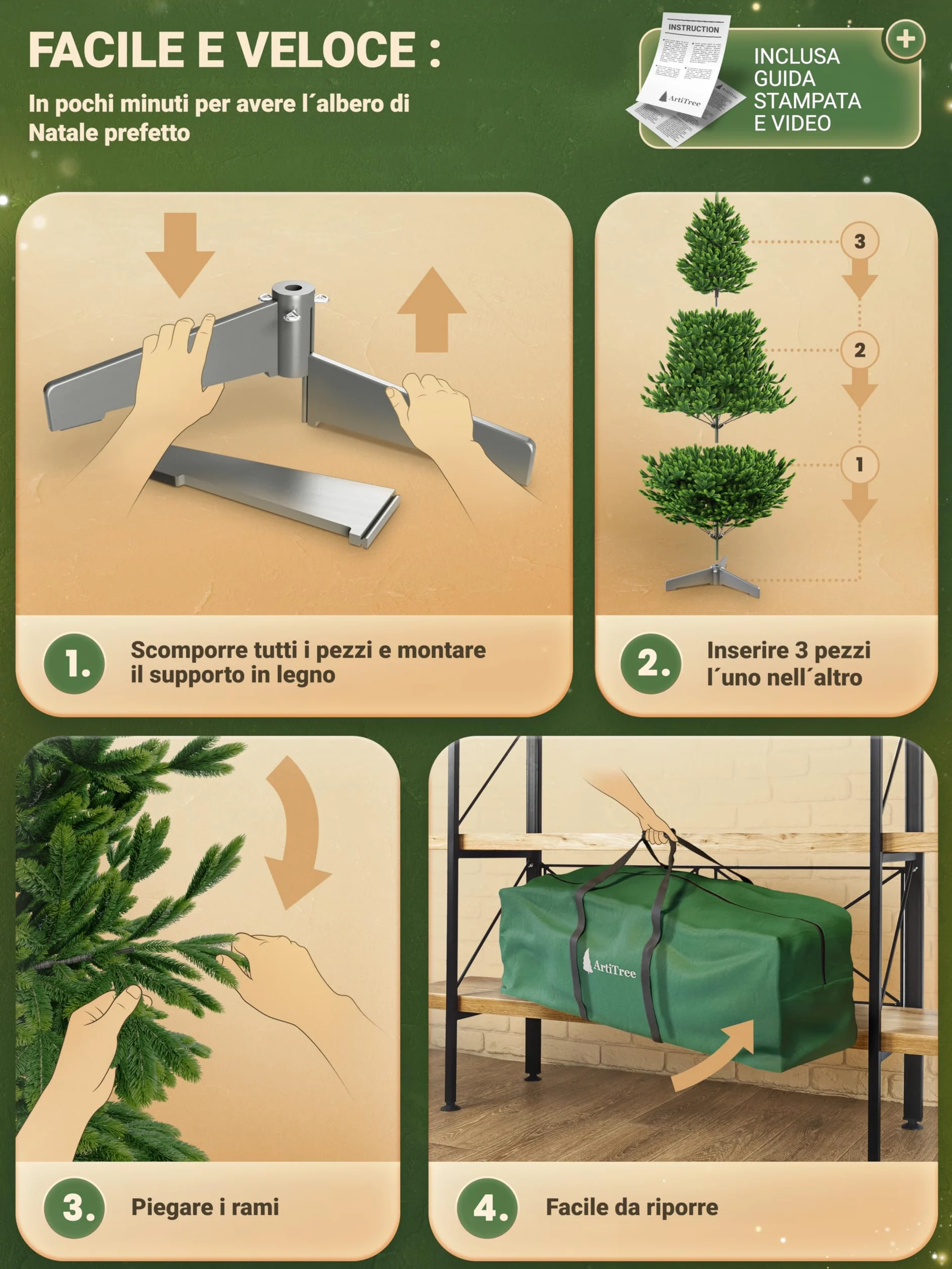 Albero di Natale artificiale [100% stampato a iniezione] - Nordman realistico con cima robusta | christmas tree di prima qualità con supporto in legno certificato FSC (180 cm, Senza illuminazione)