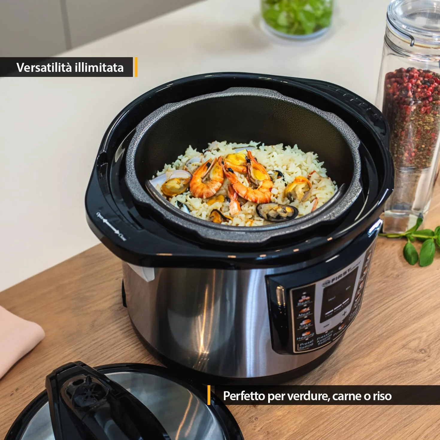 TZS First Austria Multicooker a Pressione Elettrico 6L 1000W 9 Programmi Automatici