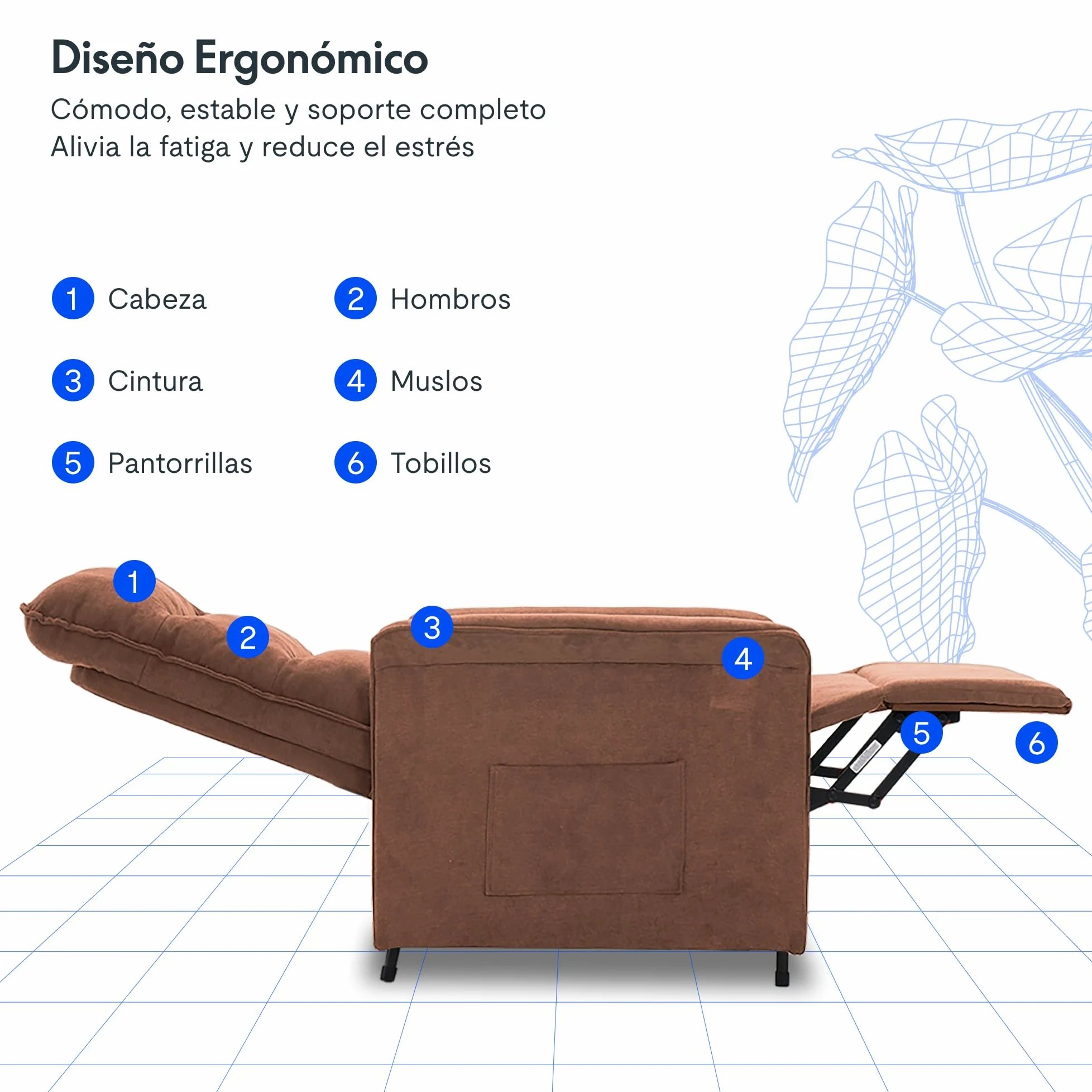 FLEXISPOT Poltrona da Relax Elettrica(82 x 77 x 104 cm) con schienale regolabile, reclinabile da 105 ° a 155°, poltrona reclinabile, divano relax ergonomico poltrona per camera da letto e soggiorno