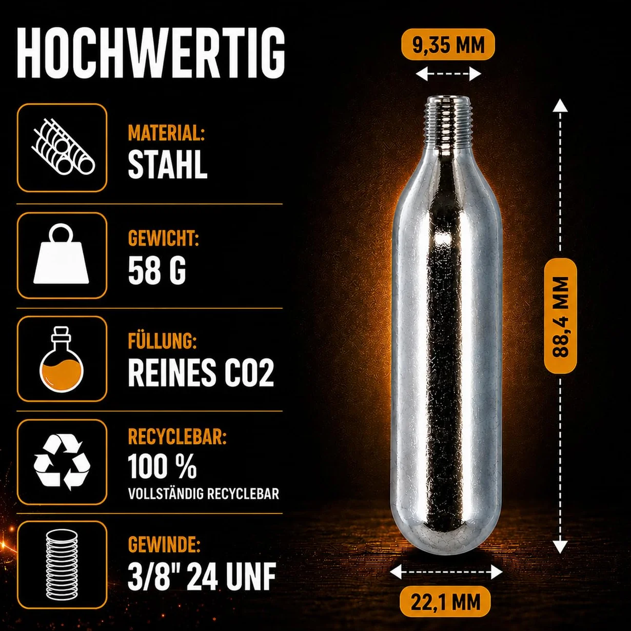 Capsule di birra NMT 16 g Co2 per impianti di spillatura con filettatura