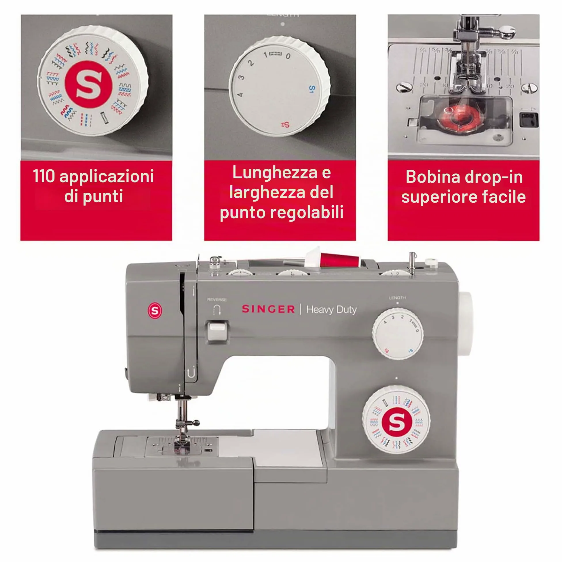 Macchina da cucire Singer 4432 Heavy duty con motore potenziato per tessuti pesanti