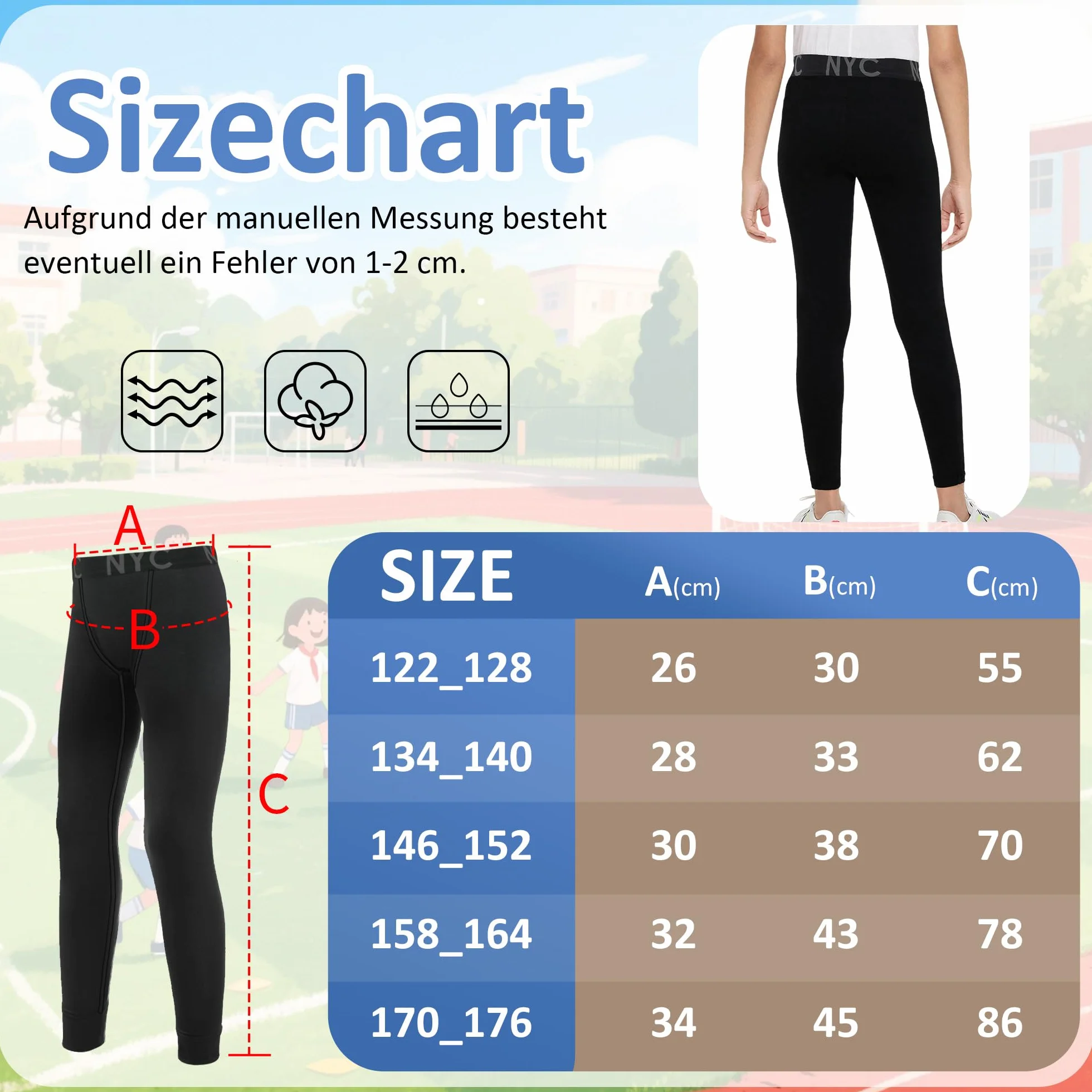 LiKing Leggings Sportivi da Bambino Invernali Sport Running - Elastico Comfortevole, Perfetti per Calcio e Basket, Pack da 2 o 3 Pezzi