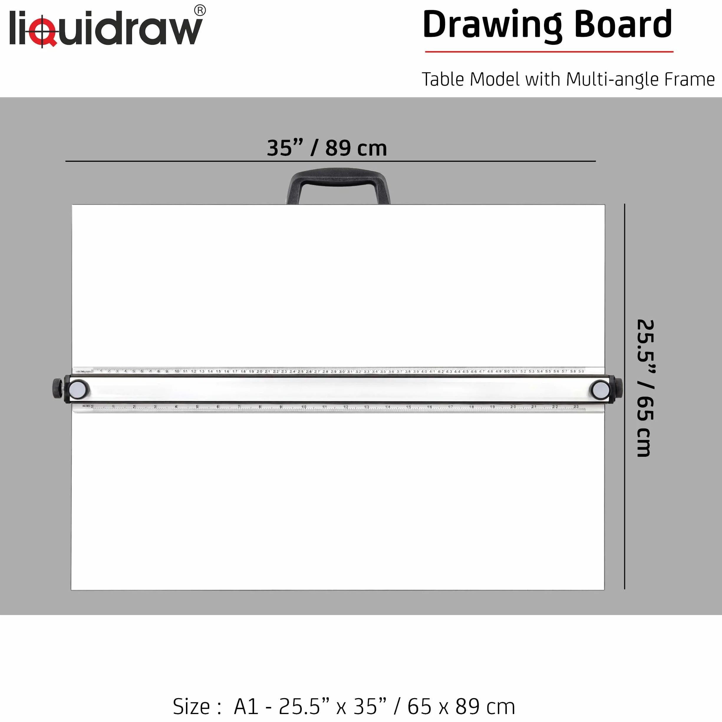 Liquidraw Tavola da disegno A1 89 x 63,5 cm con movimento parallelo 6 angoli regolabili clip e set quadrato