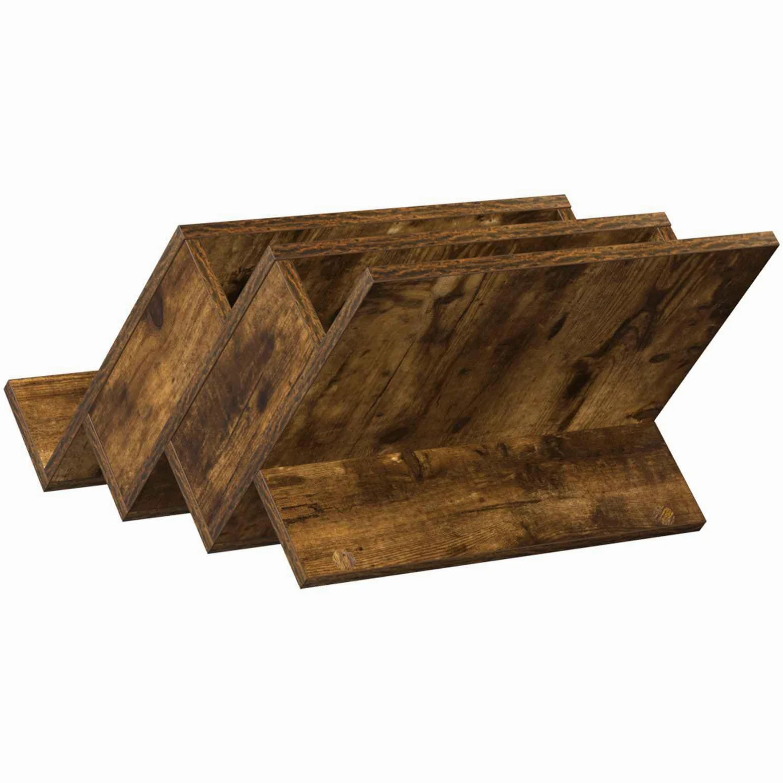 Portariviste in rovere affumicato, 53 x 40 x 28,5 cm, con 3 ripiani, versatile portariviste per soggiorno, ufficio, bagno, conservazione stabile e pratico ripiano