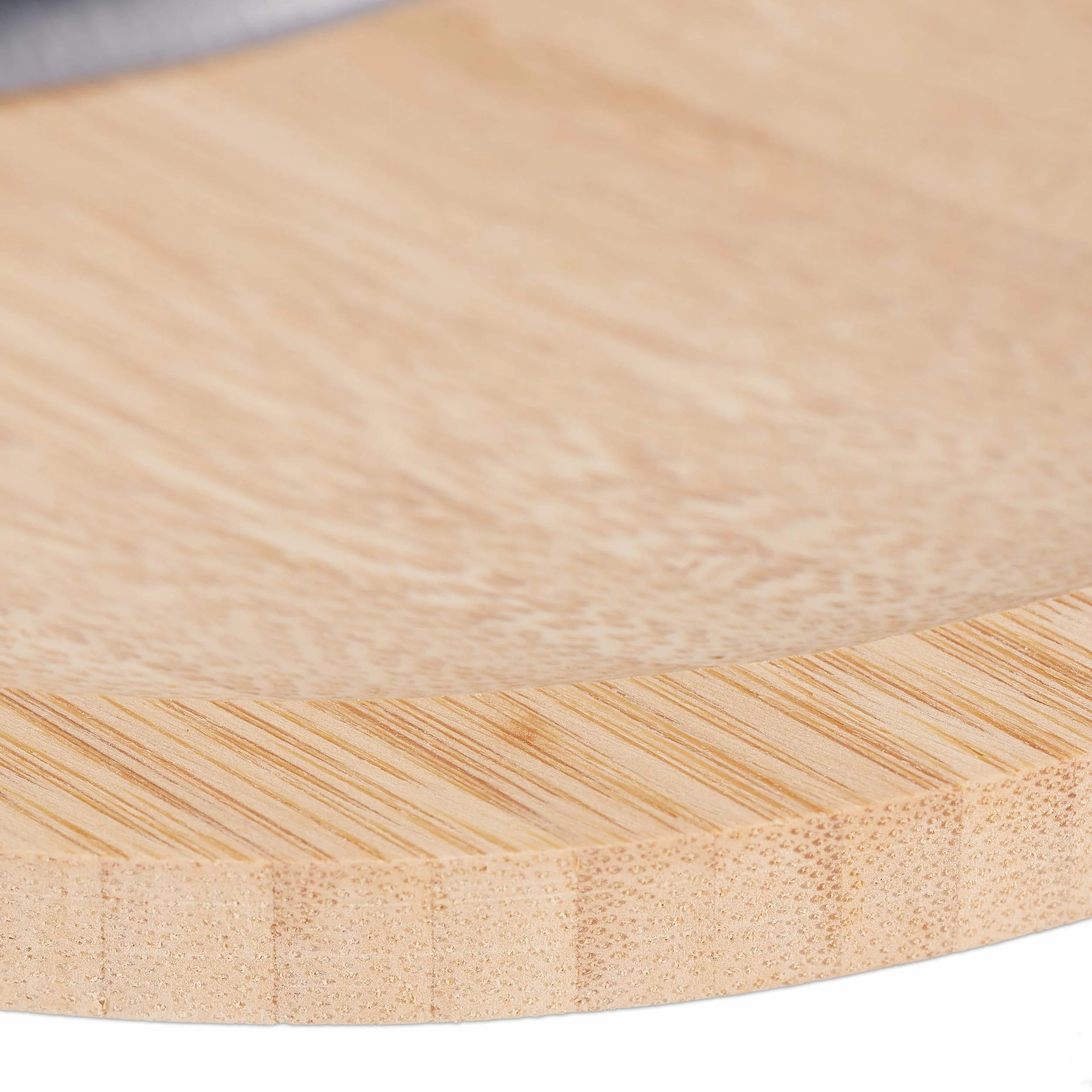 Relaxdays Coltello a Dondolo con Tagliere, per Erbe Aromatiche Bordo Rialzato, Acciaio Inox & Bambù, HxD 2x20, Naturale