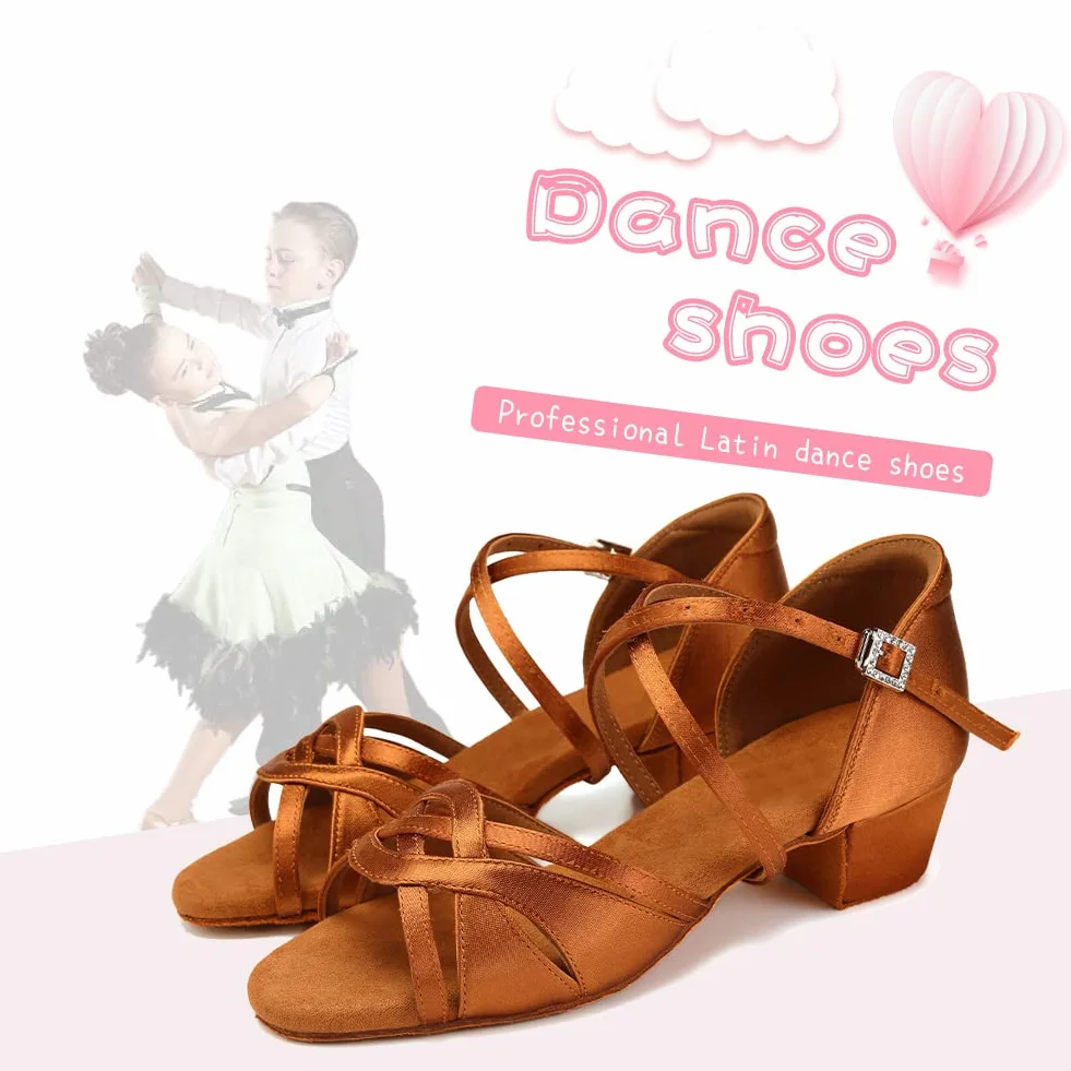 HIPPOSEUS Scarpe da Ballo Latino per Donne con Tacco Basso Modello 3038
