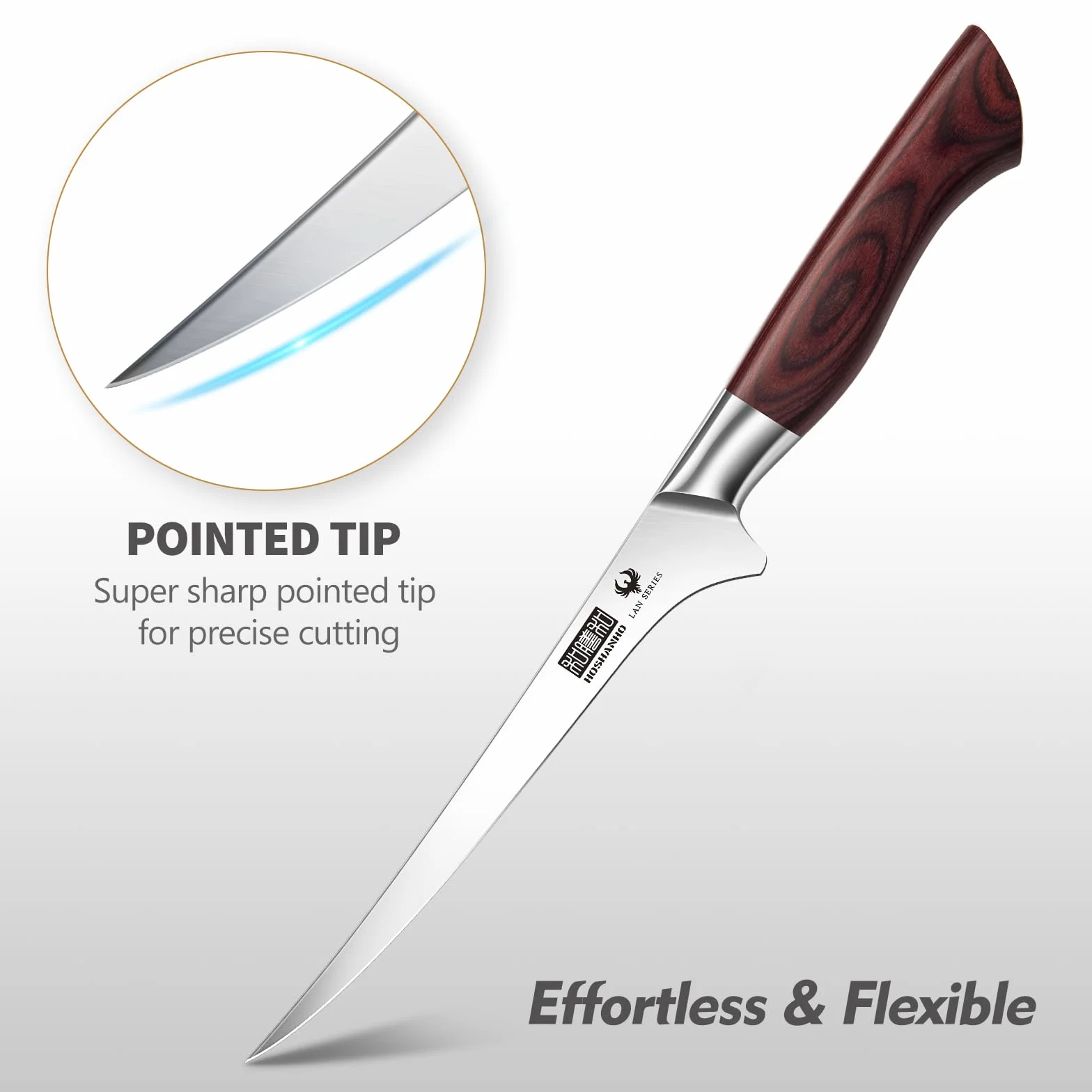 HOSHANHO Coltello per Sfilettare 18cm, Professionale Coltello da Disosso Super Affilato, Ultra Affilati Coltello cucina Professionale in Acciaio Inox
